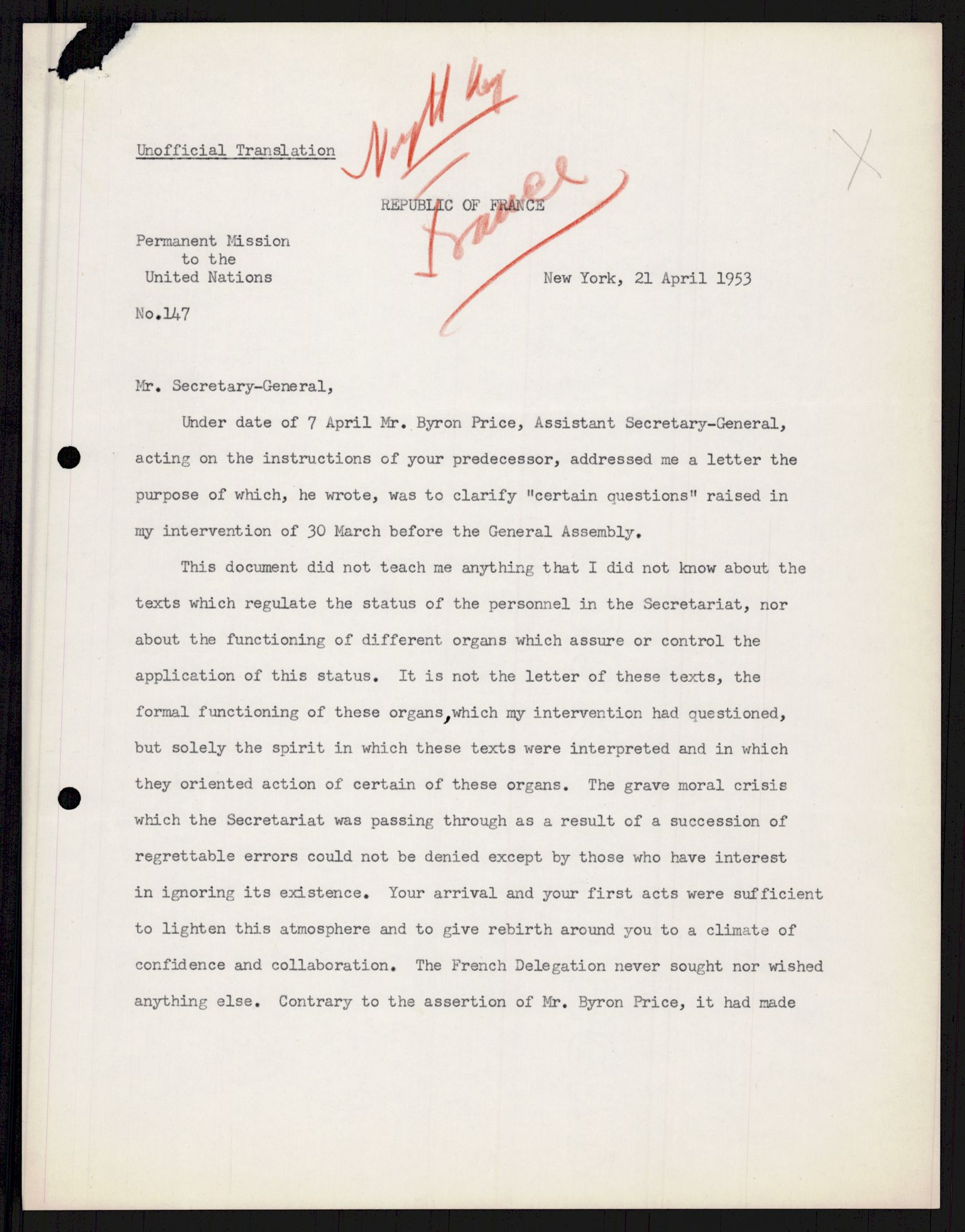 Lie, Trygve, AV/RA-PA-1407/D/L0014: Generalsekretærens papirer., 1947-1953, p. 16