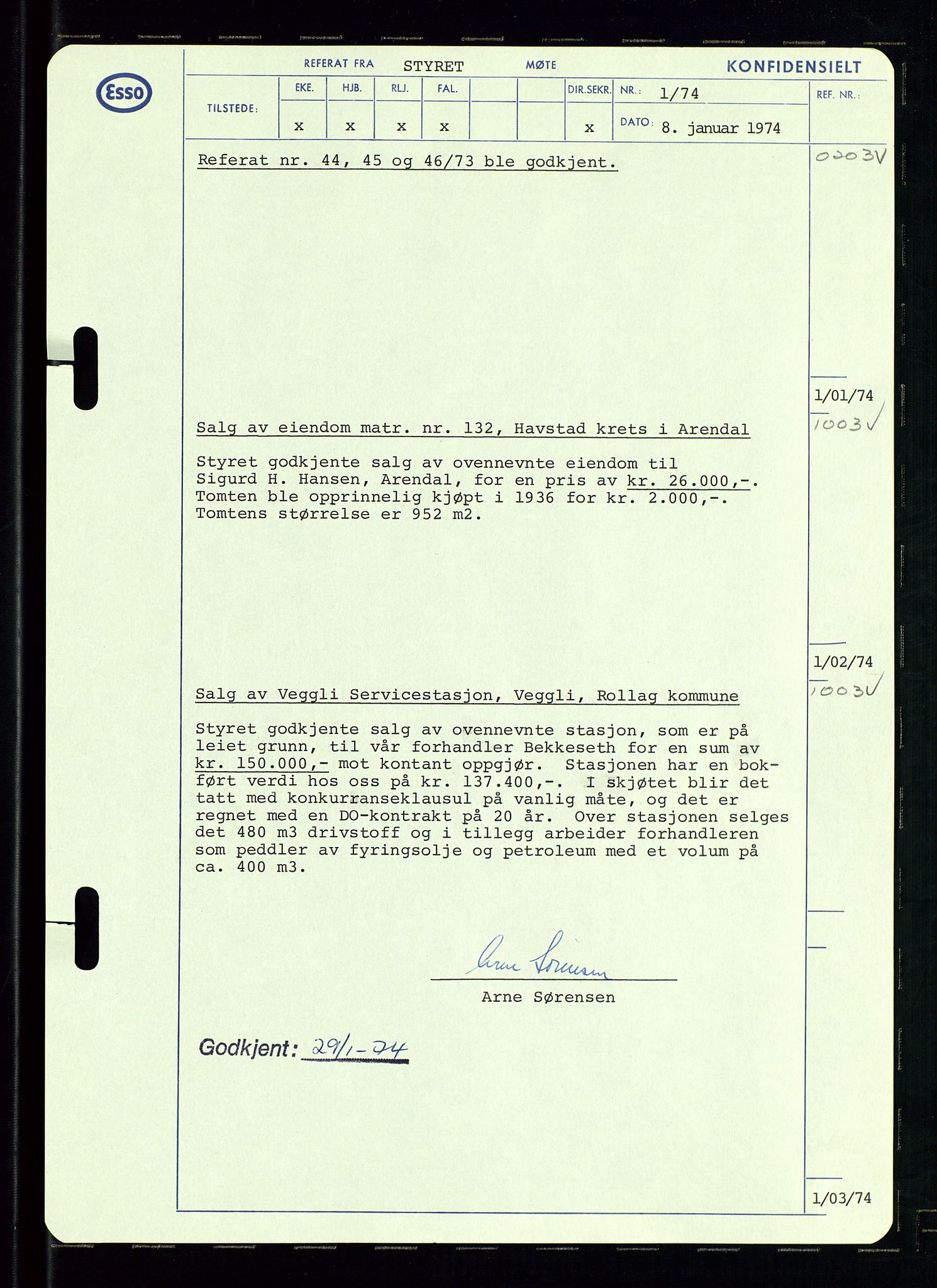 Pa 0982 - Esso Norge A/S, SAST/A-100448/A/Aa/L0003/0002: Den administrerende direksjon Board minutes (styrereferater) og Bedriftforsamlingsprotokoll / Den administrerende direksjon Board minutes (styrereferater), 1970-1974, p. 38