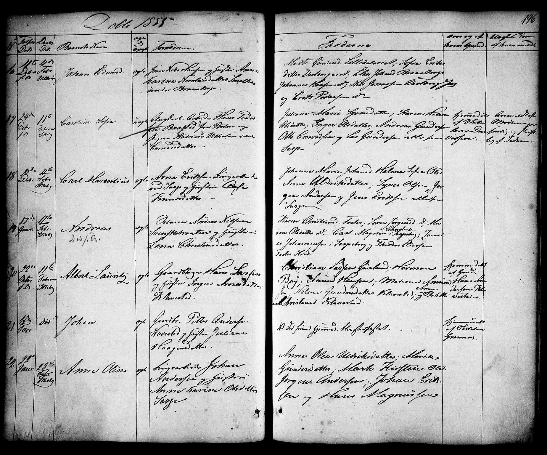 Skjeberg prestekontor Kirkebøker, SAO/A-10923/F/Fa/L0006: Parish register (official) no. I 6, 1846-1858, p. 196