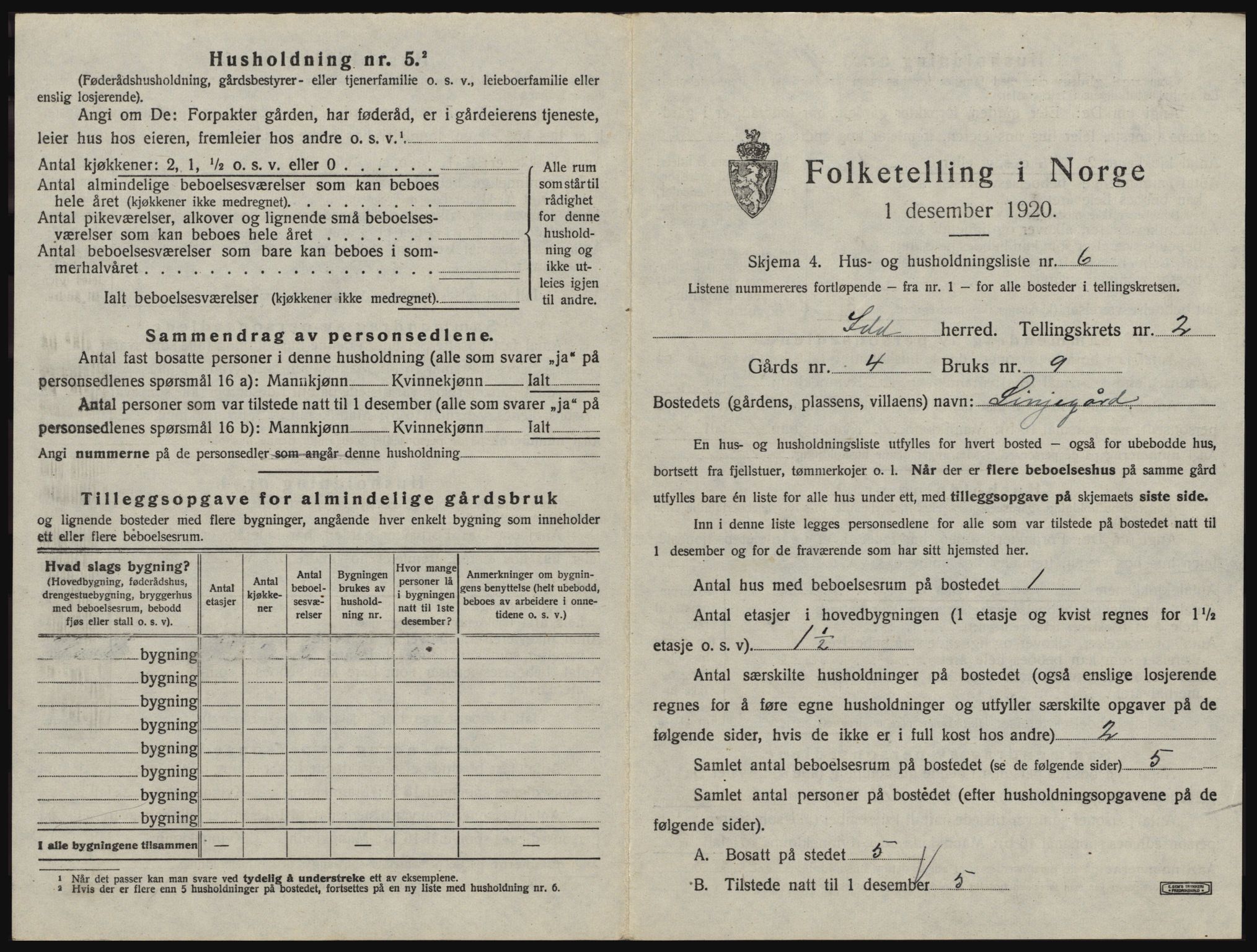 SAO, 1920 census for Idd, 1920, p. 128