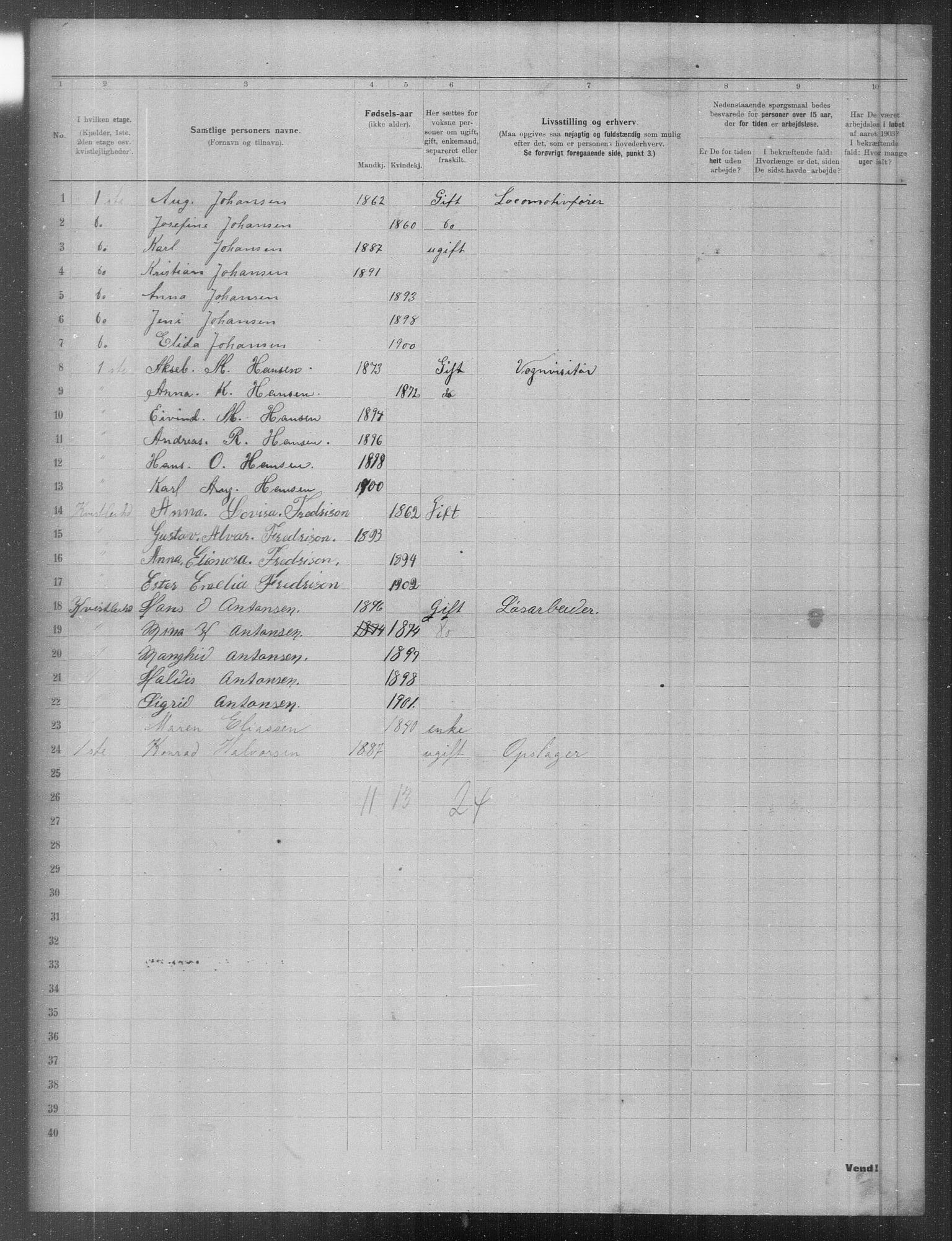 OBA, Municipal Census 1903 for Kristiania, 1903, p. 8298