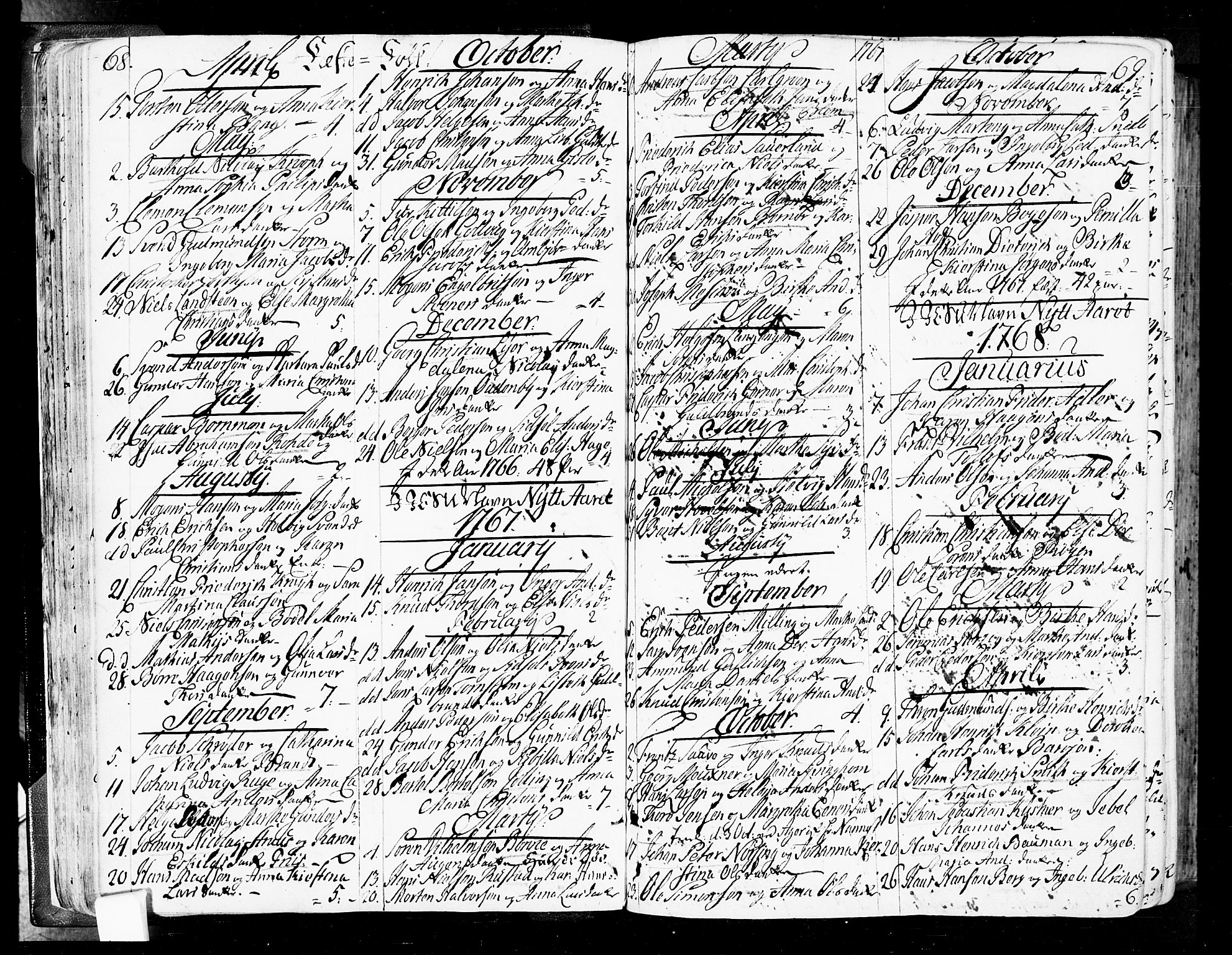 Oslo domkirke Kirkebøker, SAO/A-10752/F/Fa/L0004: Parish register (official) no. 4, 1743-1786, p. 68-69