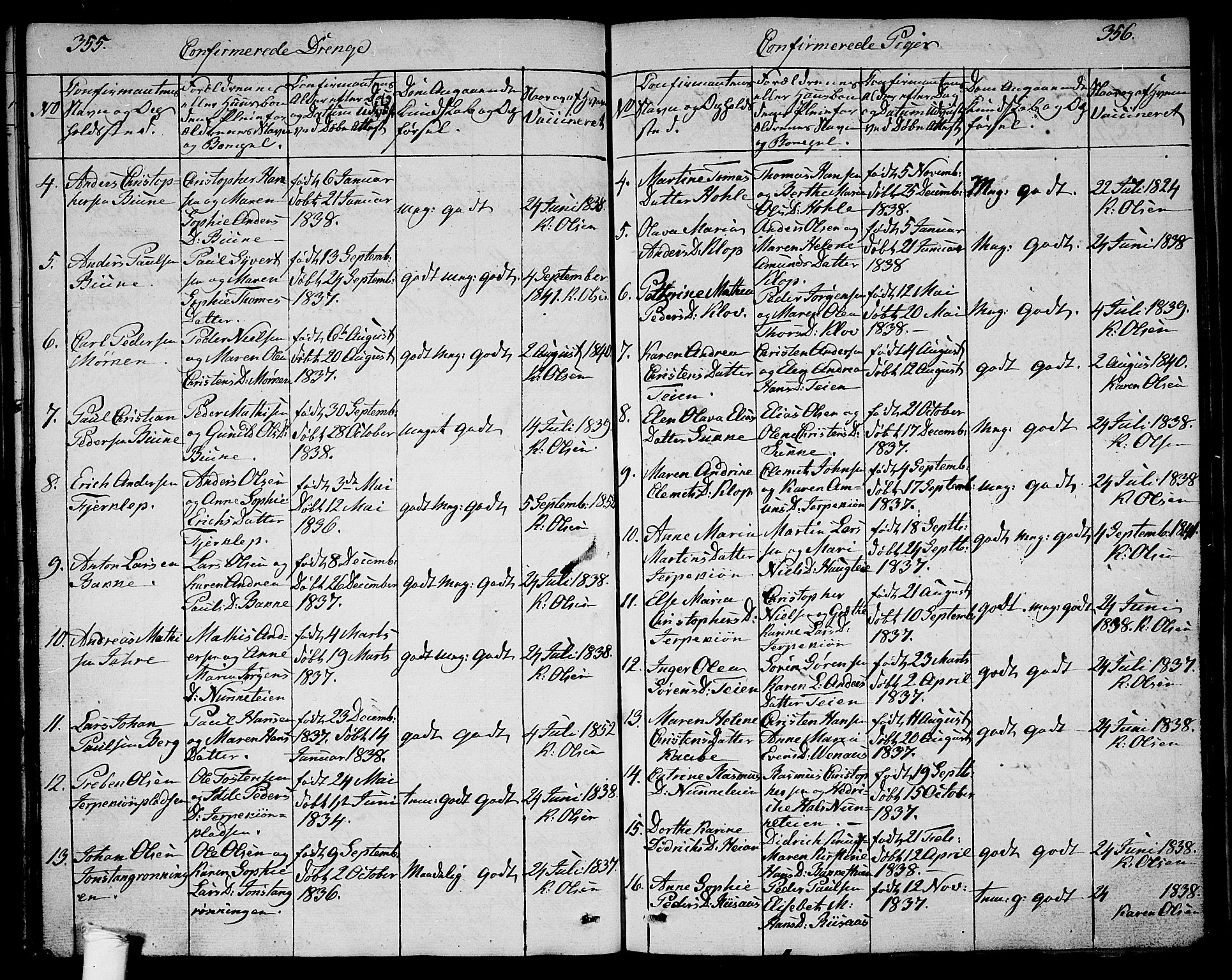 Ramnes kirkebøker, SAKO/A-314/G/Ga/L0002: Parish register (copy) no. I 2, 1848-1870, p. 355-356