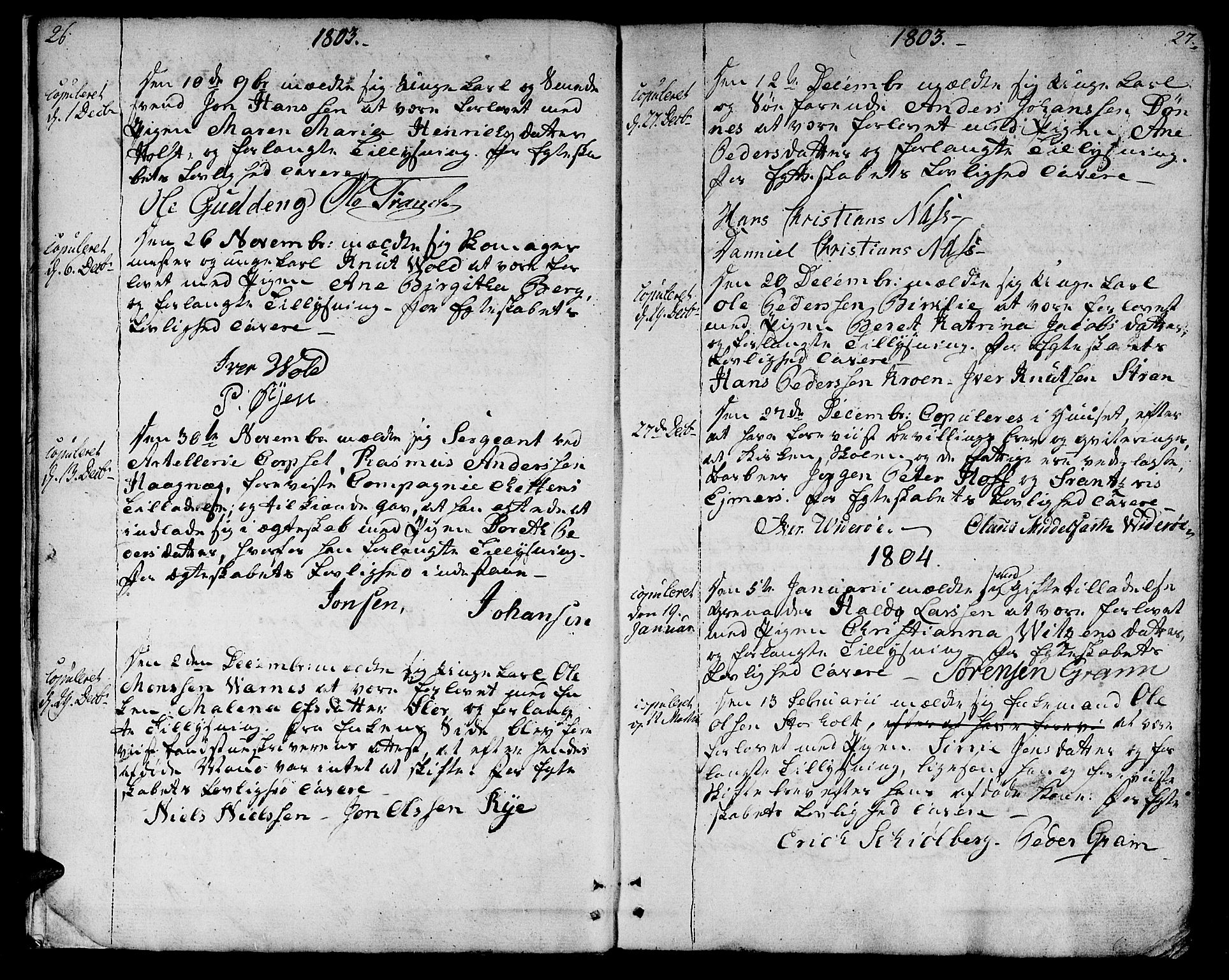 Ministerialprotokoller, klokkerbøker og fødselsregistre - Sør-Trøndelag, SAT/A-1456/601/L0042: Parish register (official) no. 601A10, 1802-1830, p. 26-27
