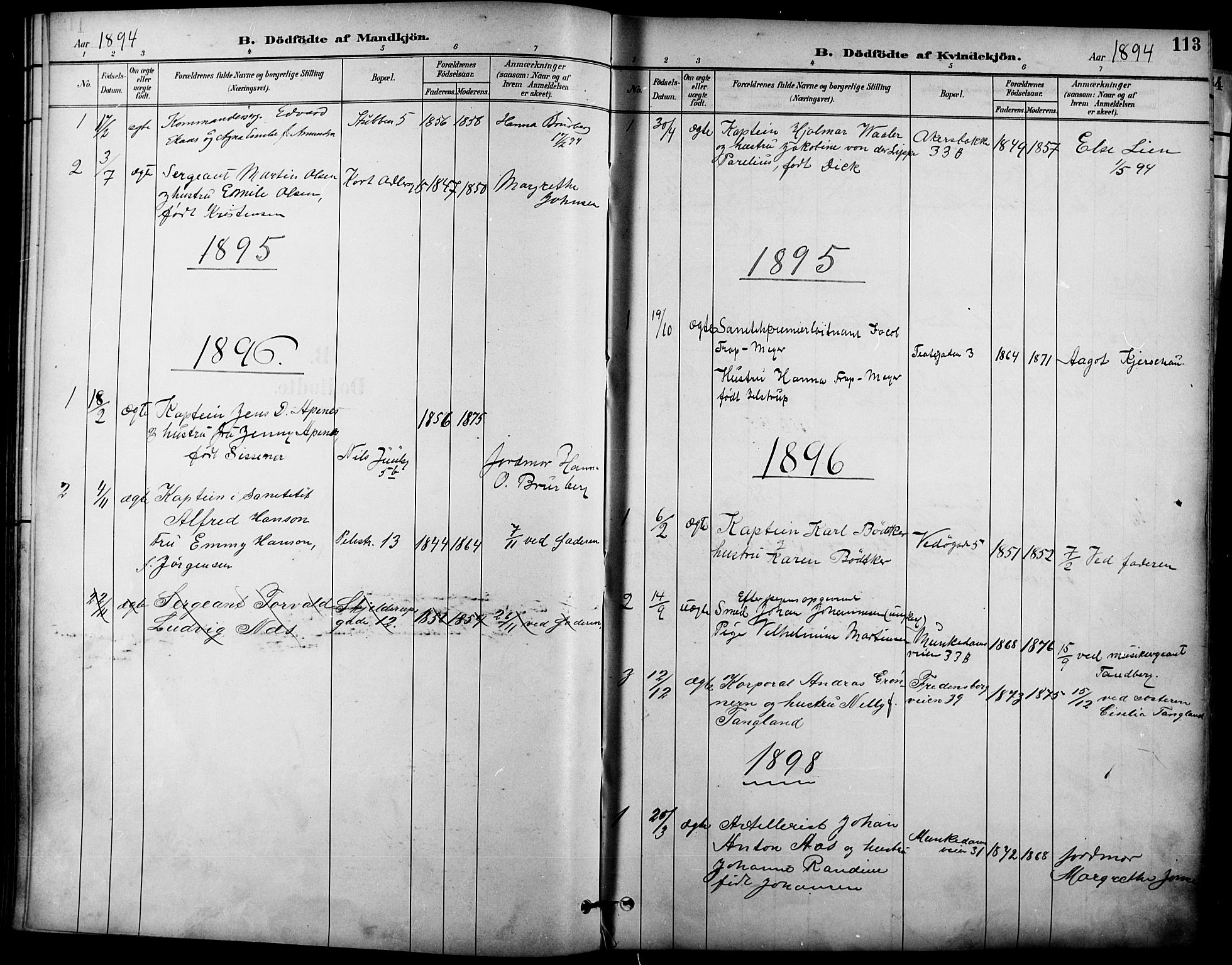 Garnisonsmenigheten Kirkebøker, SAO/A-10846/F/Fa/L0013: Parish register (official) no. 13, 1894-1904, p. 113
