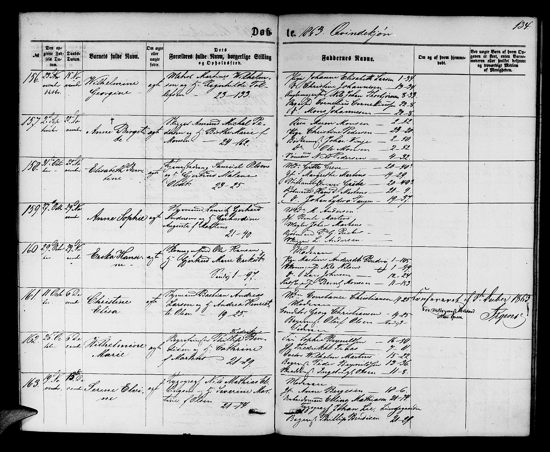 Korskirken sokneprestembete, AV/SAB-A-76101/H/Hab: Parish register (copy) no. B 5, 1863-1868, p. 134