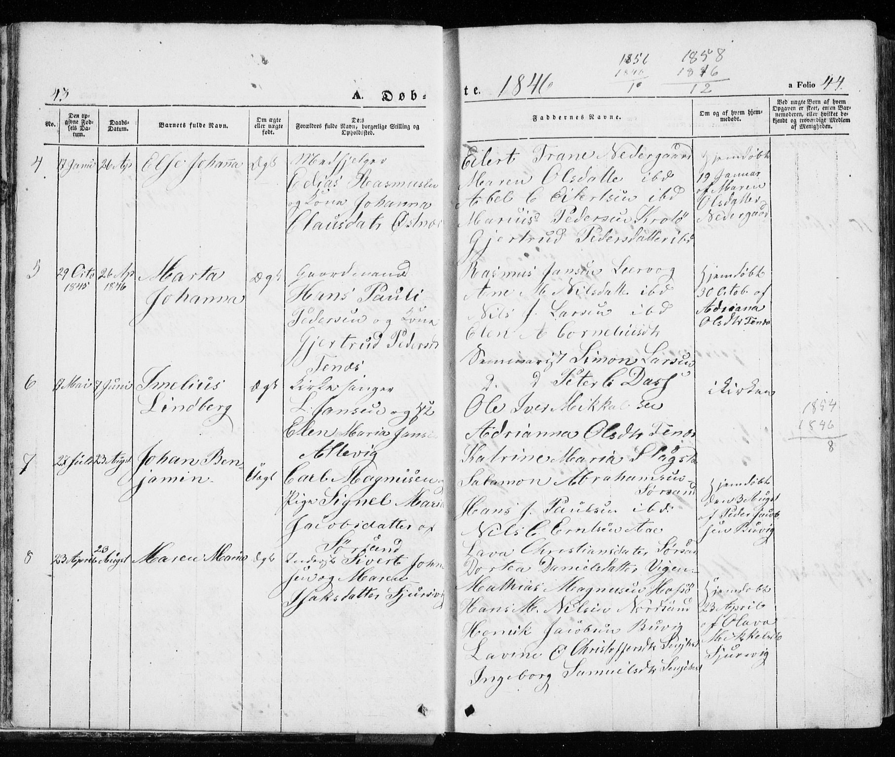 Trondenes sokneprestkontor, AV/SATØ-S-1319/H/Ha/L0010kirke: Parish register (official) no. 10, 1840-1865, p. 43-44