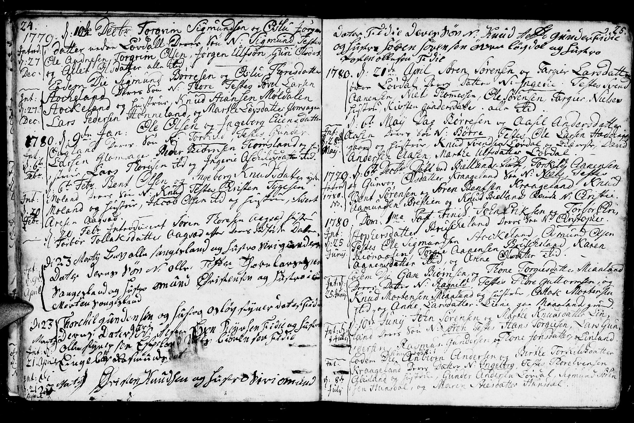 Holum sokneprestkontor, AV/SAK-1111-0022/F/Fa/Fab/L0004: Parish register (official) no. A 4, 1774-1847, p. 24-25