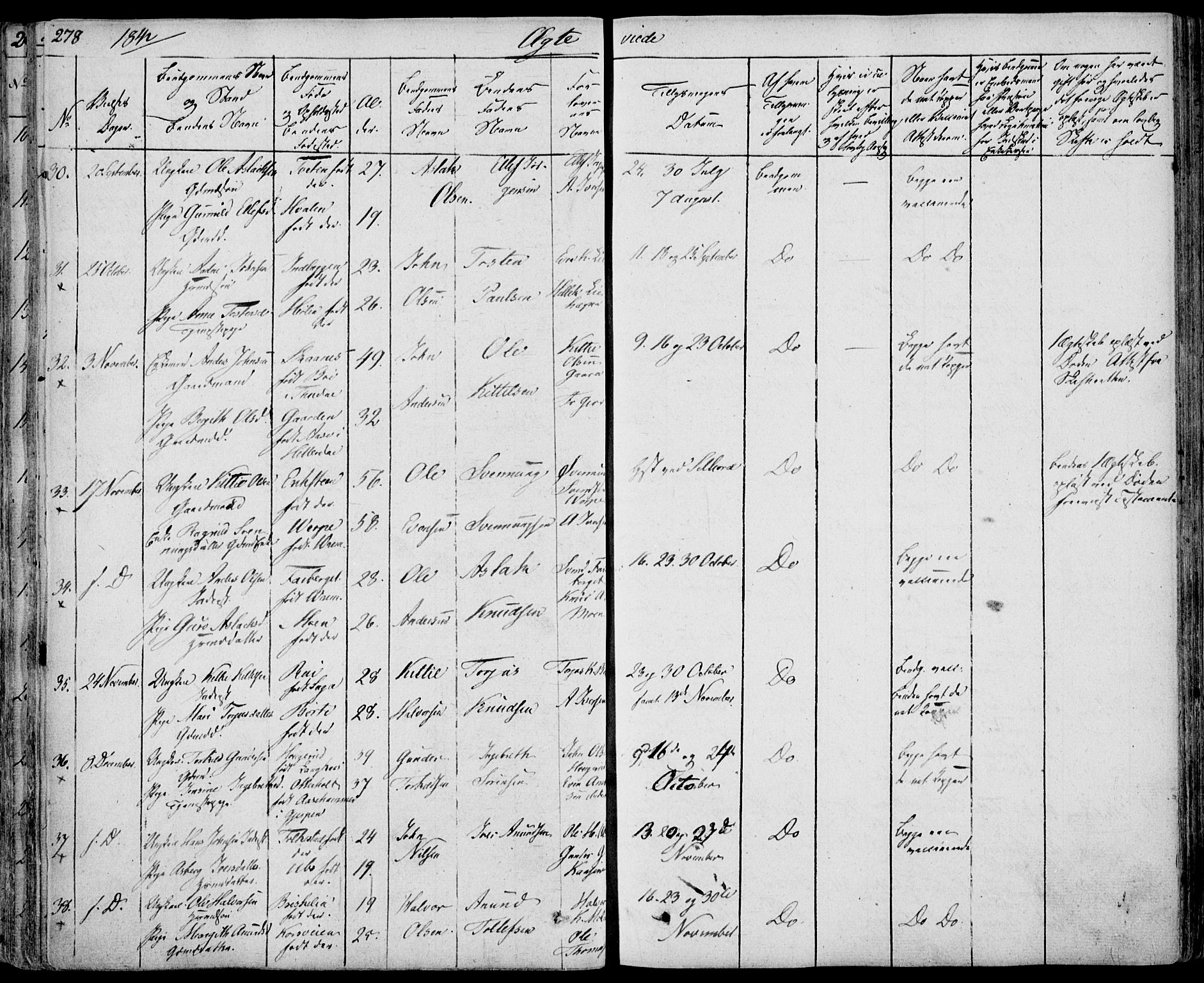 Bø kirkebøker, SAKO/A-257/F/Fa/L0007: Parish register (official) no. 7, 1831-1848, p. 278