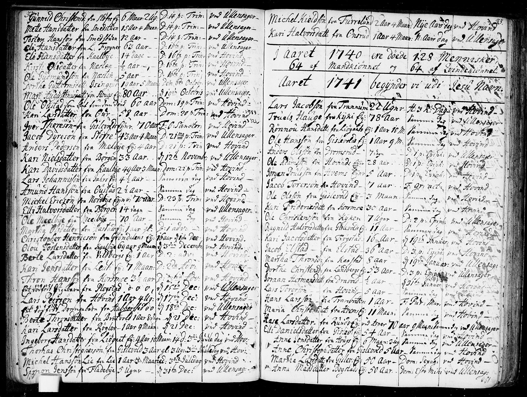 Ullensaker prestekontor Kirkebøker, SAO/A-10236a/F/Fa/L0010: Parish register (official) no. I 10, 1733-1776, p. 32-33