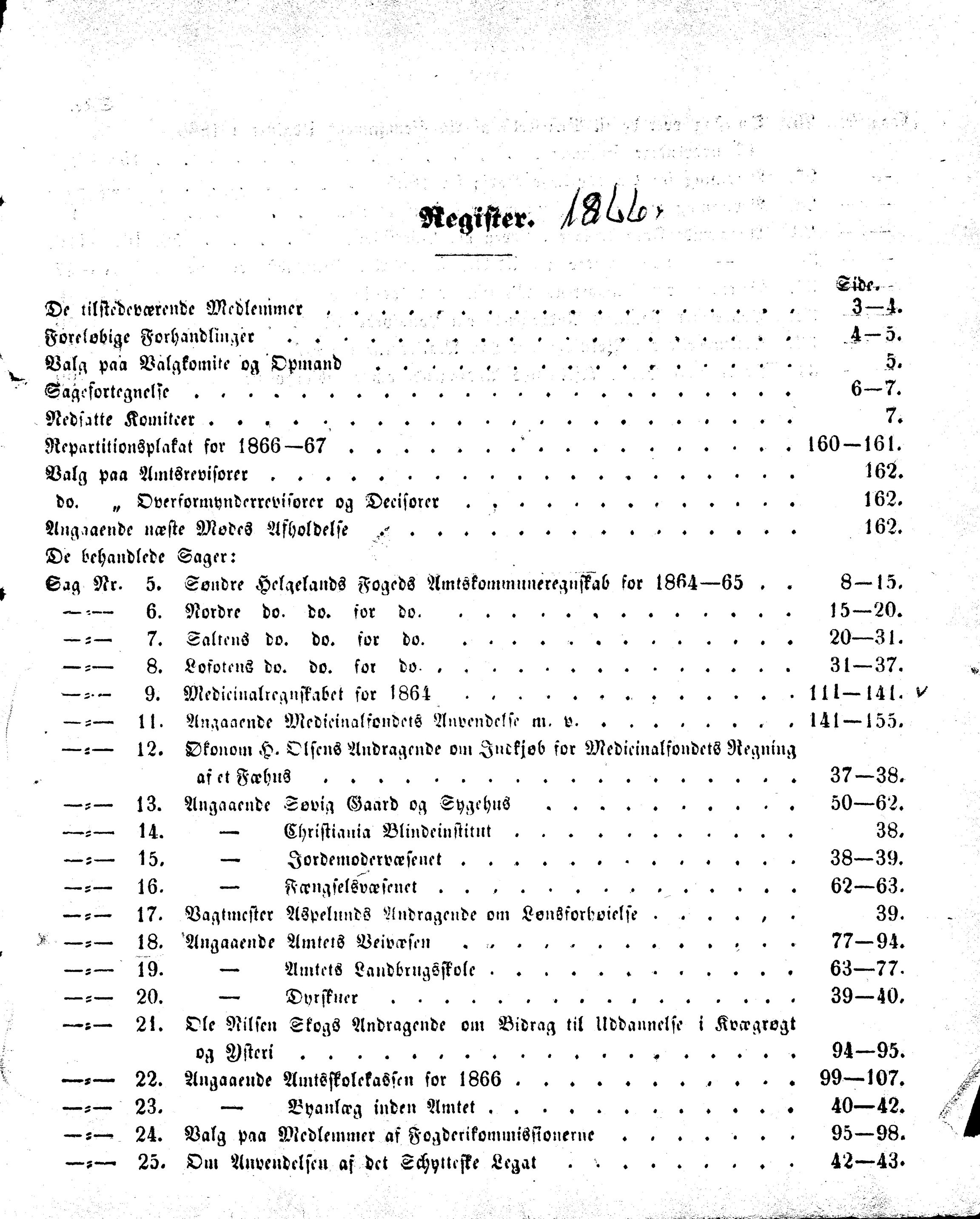 Nordland Fylkeskommune. Fylkestinget, AIN/NFK-17/176/A/Ac/L0005: Fylkestingsforhandlinger 1866-1870, 1866-1870