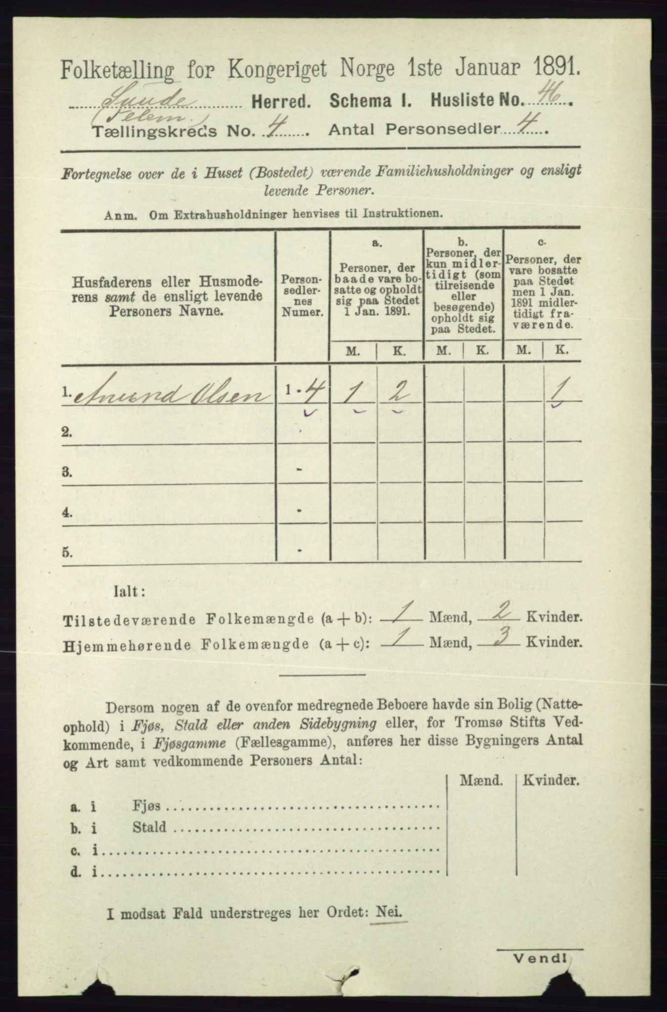 RA, 1891 census for 0822 Sauherad, 1891, p. 1094