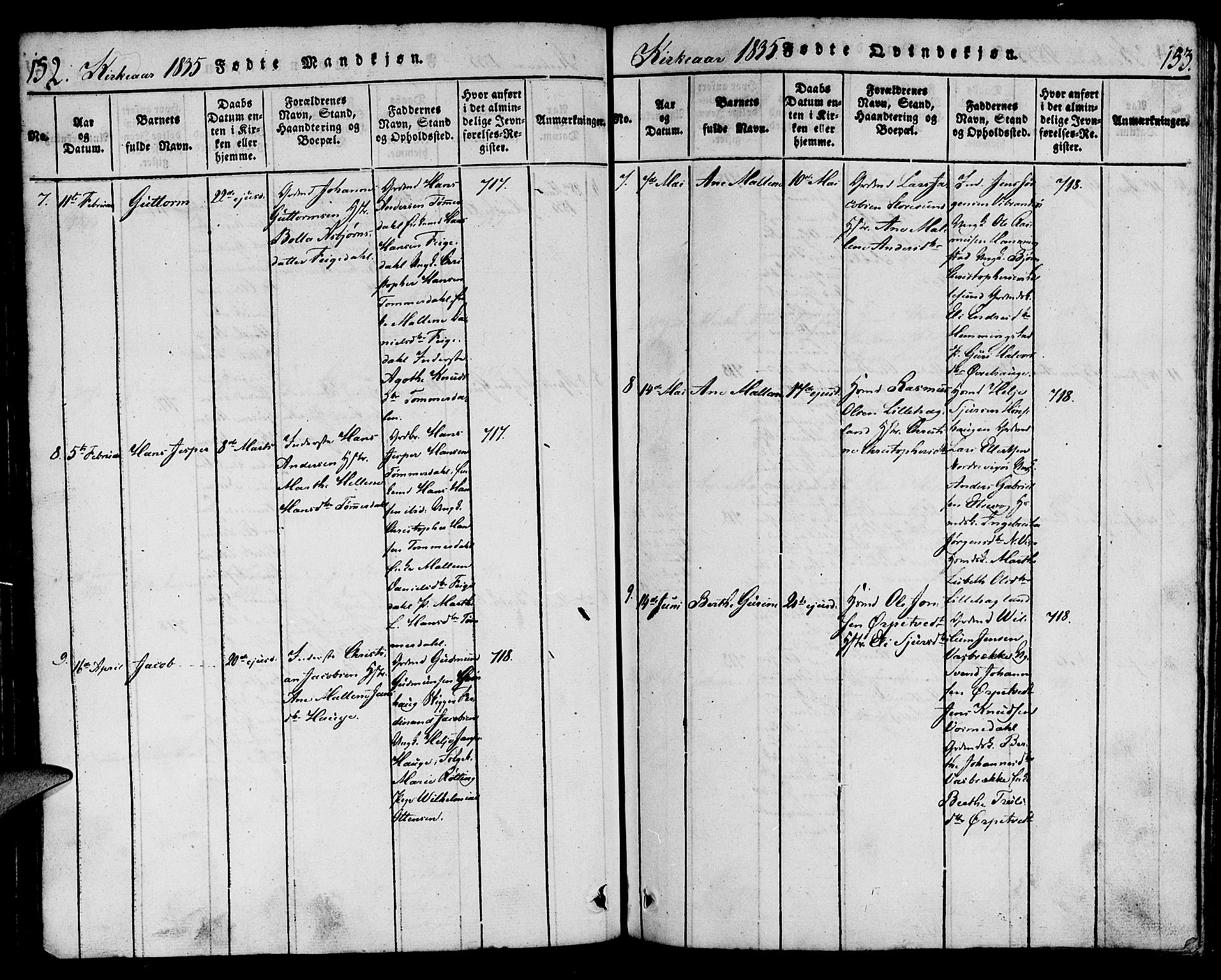 Torvastad sokneprestkontor, AV/SAST-A -101857/H/Ha/Haa/L0004: Parish register (official) no. A 4, 1817-1836, p. 152-153