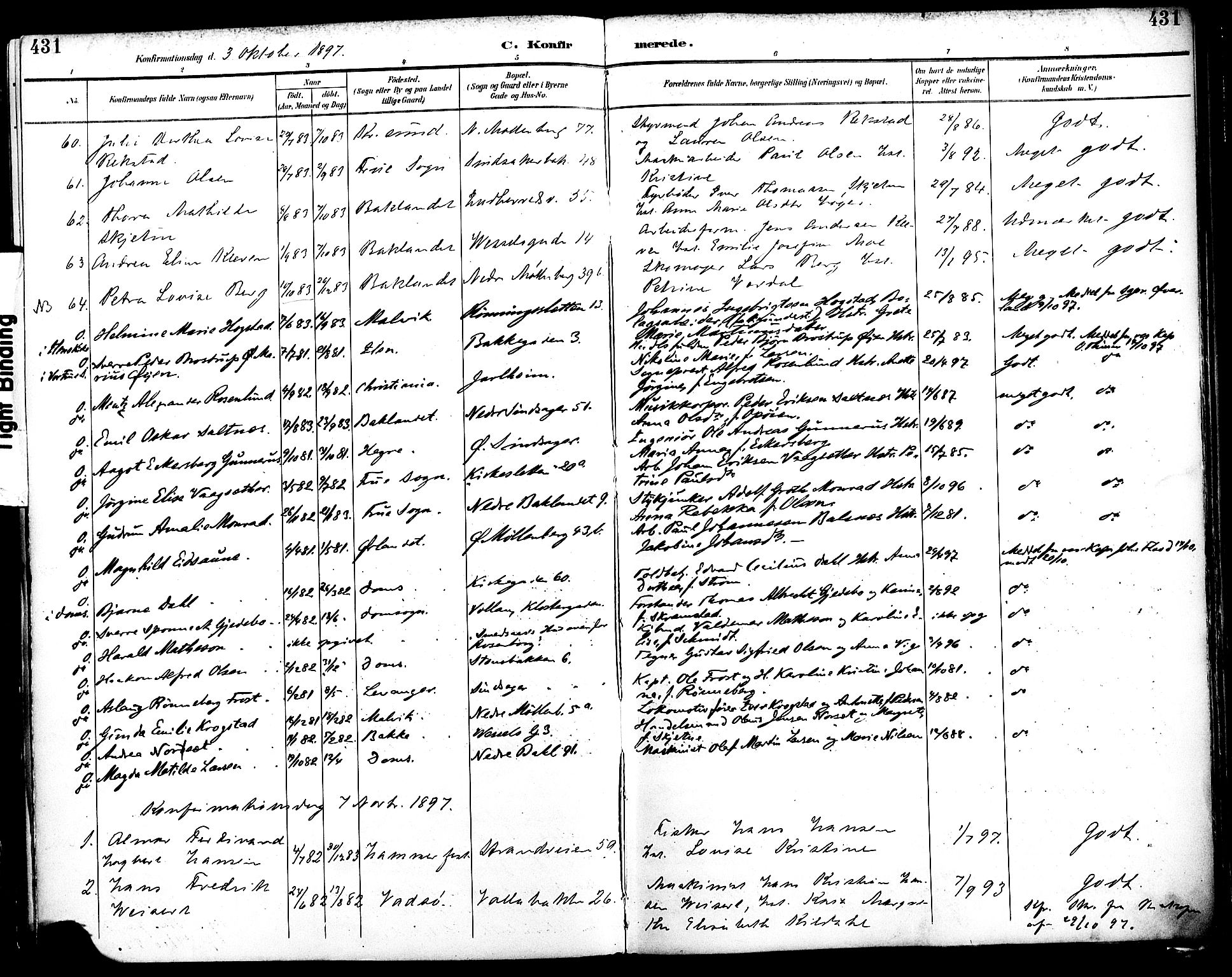 Ministerialprotokoller, klokkerbøker og fødselsregistre - Sør-Trøndelag, AV/SAT-A-1456/604/L0197: Parish register (official) no. 604A18, 1893-1900, p. 431