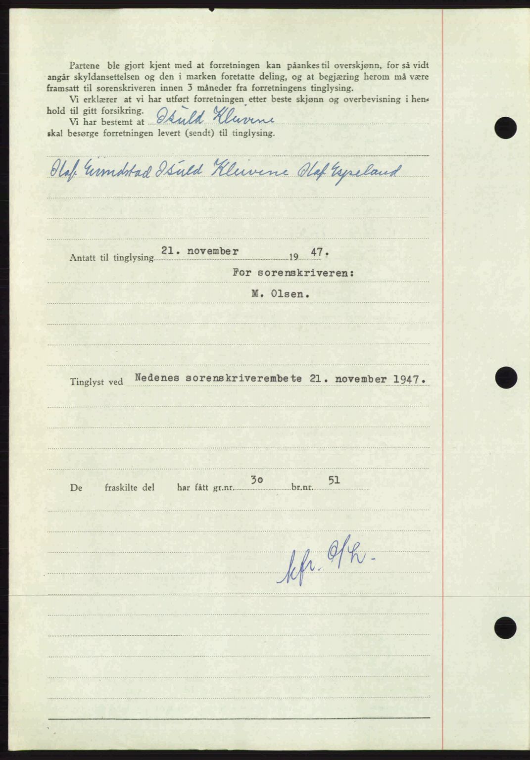 Nedenes sorenskriveri, AV/SAK-1221-0006/G/Gb/Gba/L0058: Mortgage book no. A10, 1947-1948, Diary no: : 1743/1947