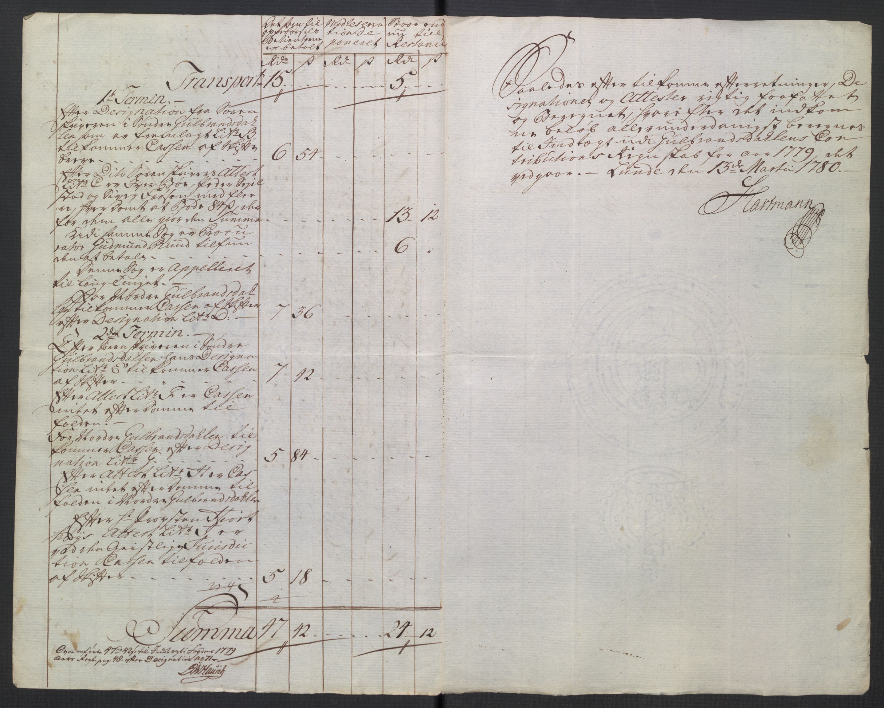 Rentekammeret inntil 1814, Reviderte regnskaper, Mindre regnskaper, AV/RA-EA-4068/Rb/L0014: Opplands amt, 1771-1779, p. 589