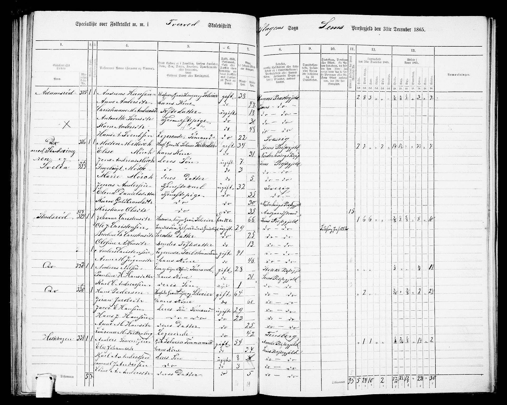 RA, 1865 census for Sem, 1865, p. 143