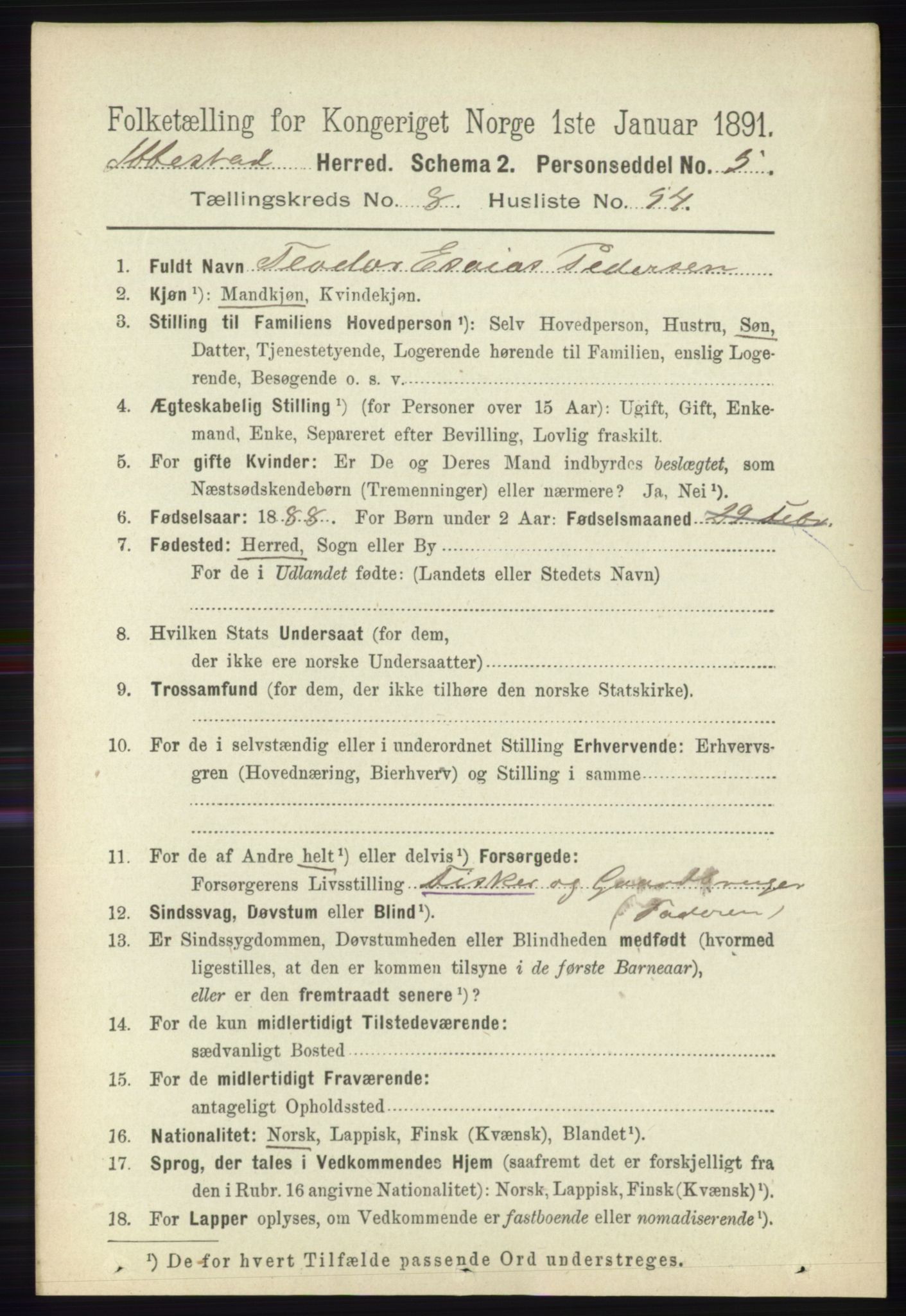 RA, 1891 census for 1917 Ibestad, 1891, p. 5544
