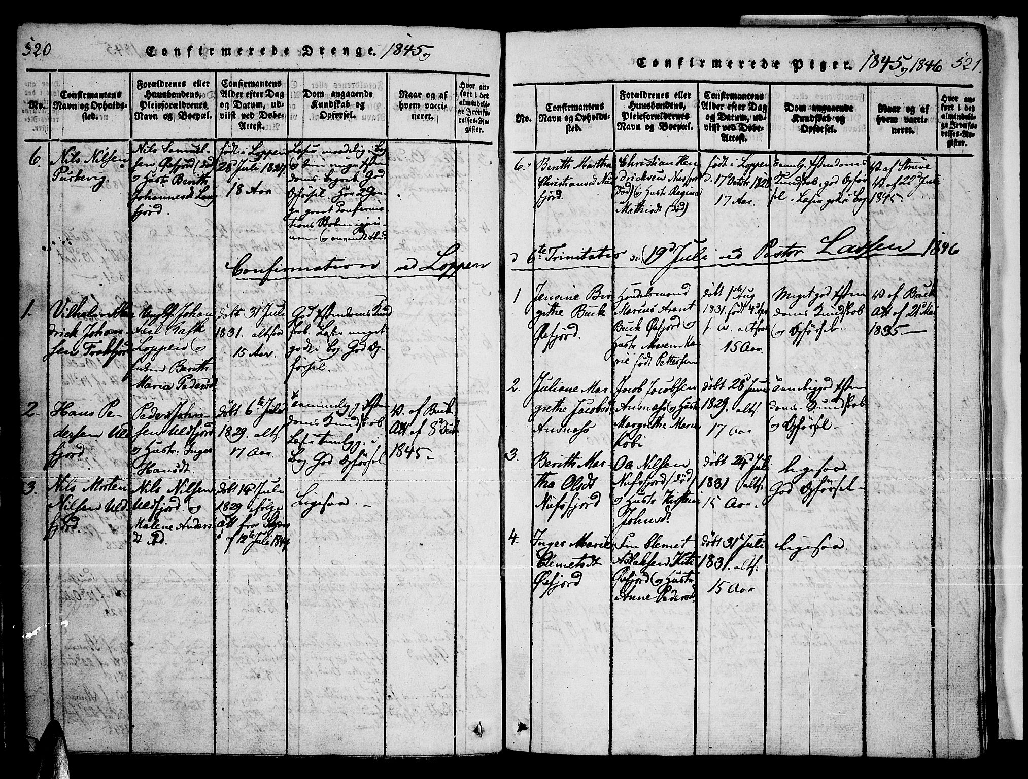 Loppa sokneprestkontor, SATØ/S-1339/H/Ha/L0003kirke: Parish register (official) no. 3, 1820-1848, p. 520-521