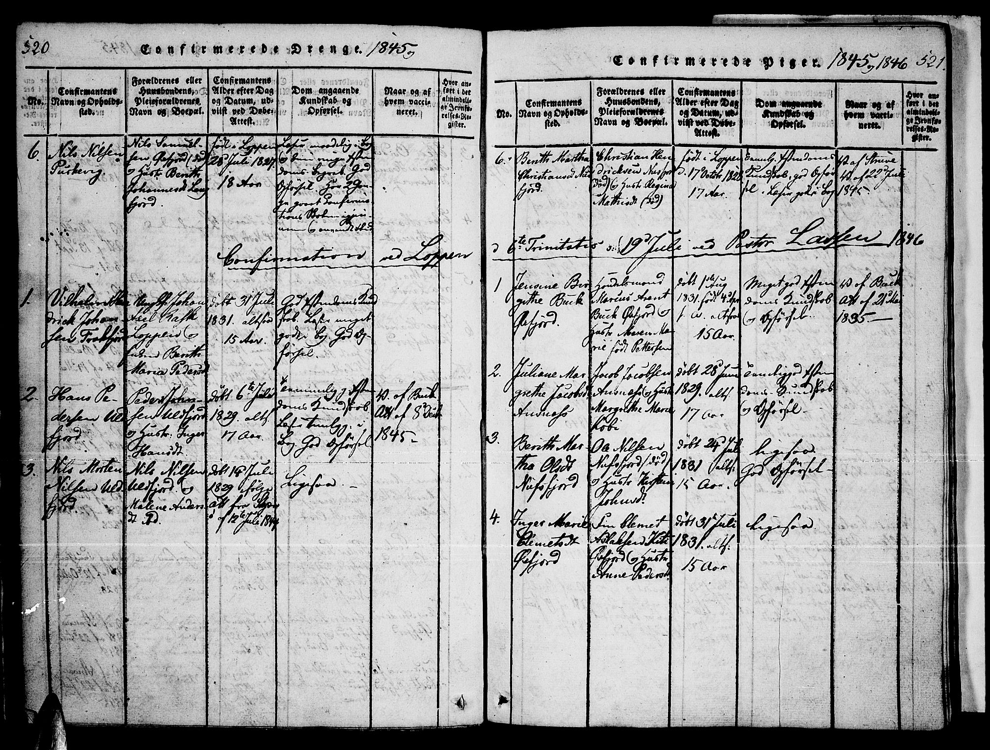 Loppa sokneprestkontor, AV/SATØ-S-1339/H/Ha/L0003kirke: Parish register (official) no. 3, 1820-1848, p. 520-521