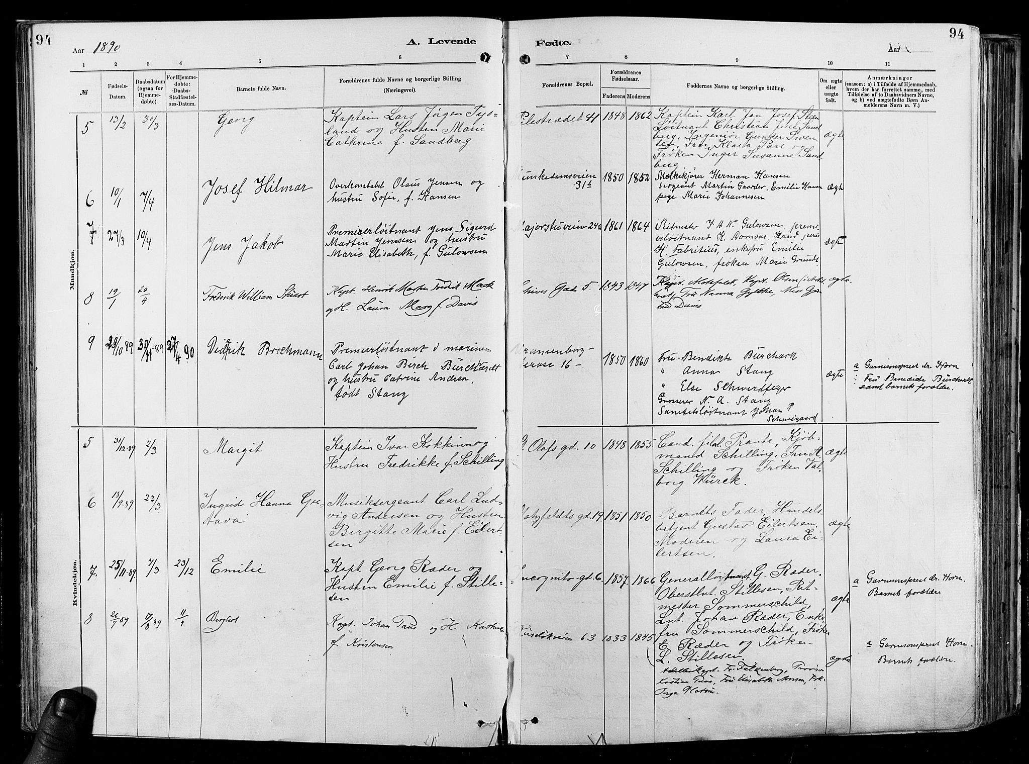 Garnisonsmenigheten Kirkebøker, AV/SAO-A-10846/F/Fa/L0012: Parish register (official) no. 12, 1880-1893, p. 94