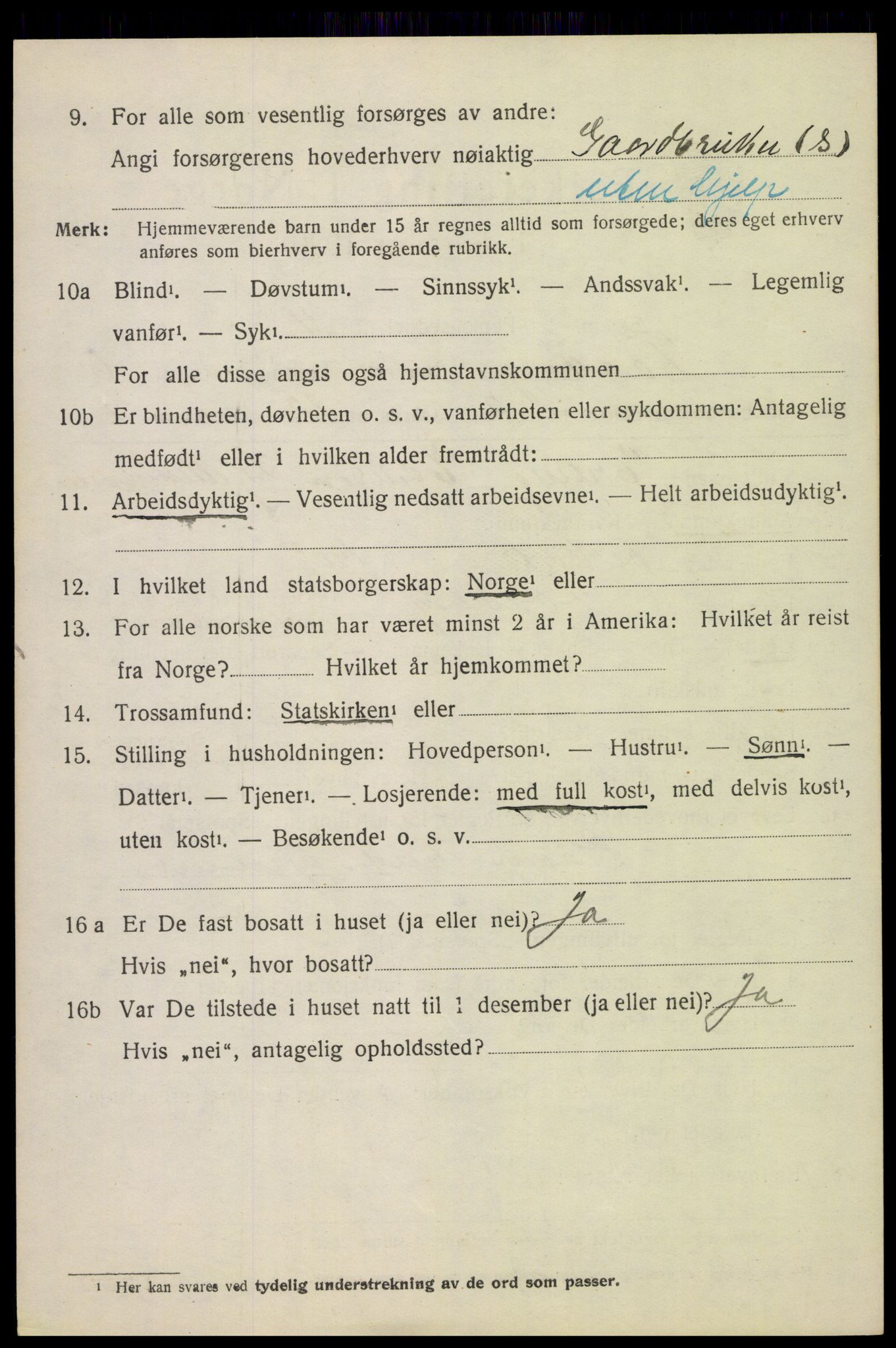 SAH, 1920 census for Fåberg, 1920, p. 7377