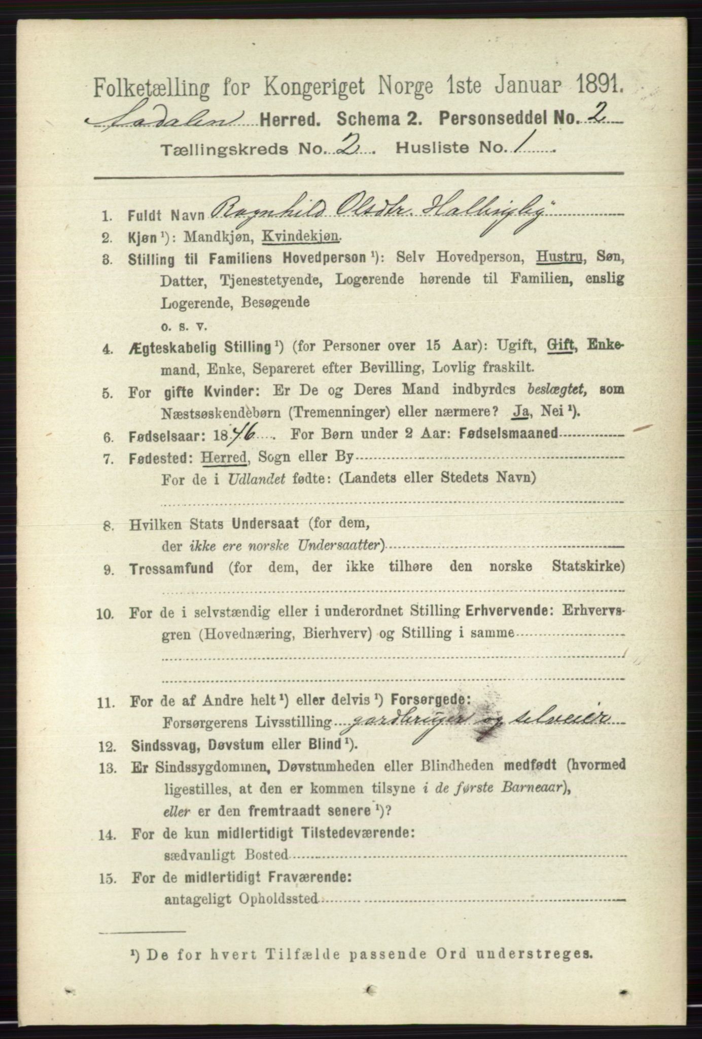 RA, 1891 census for 0614 Ådal, 1891, p. 640