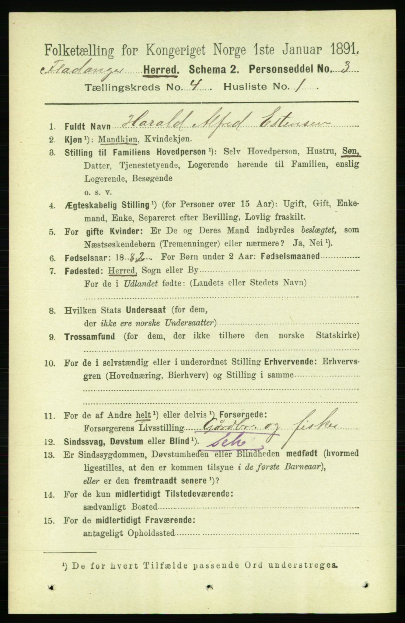 RA, 1891 census for 1749 Flatanger, 1891, p. 1766