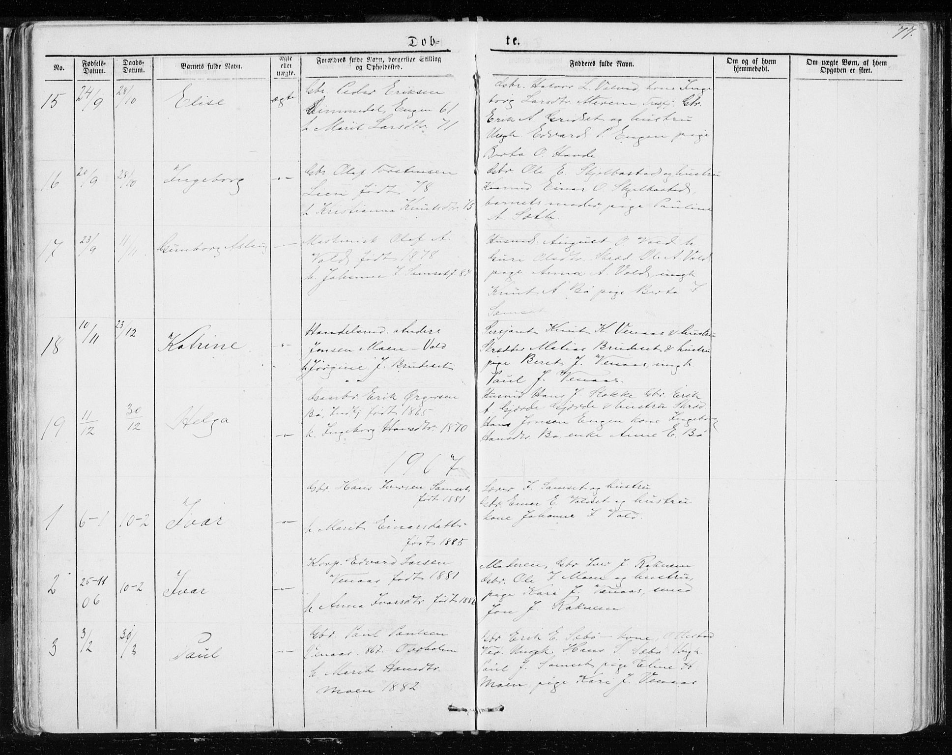 Ministerialprotokoller, klokkerbøker og fødselsregistre - Møre og Romsdal, AV/SAT-A-1454/543/L0564: Parish register (copy) no. 543C02, 1867-1915, p. 77