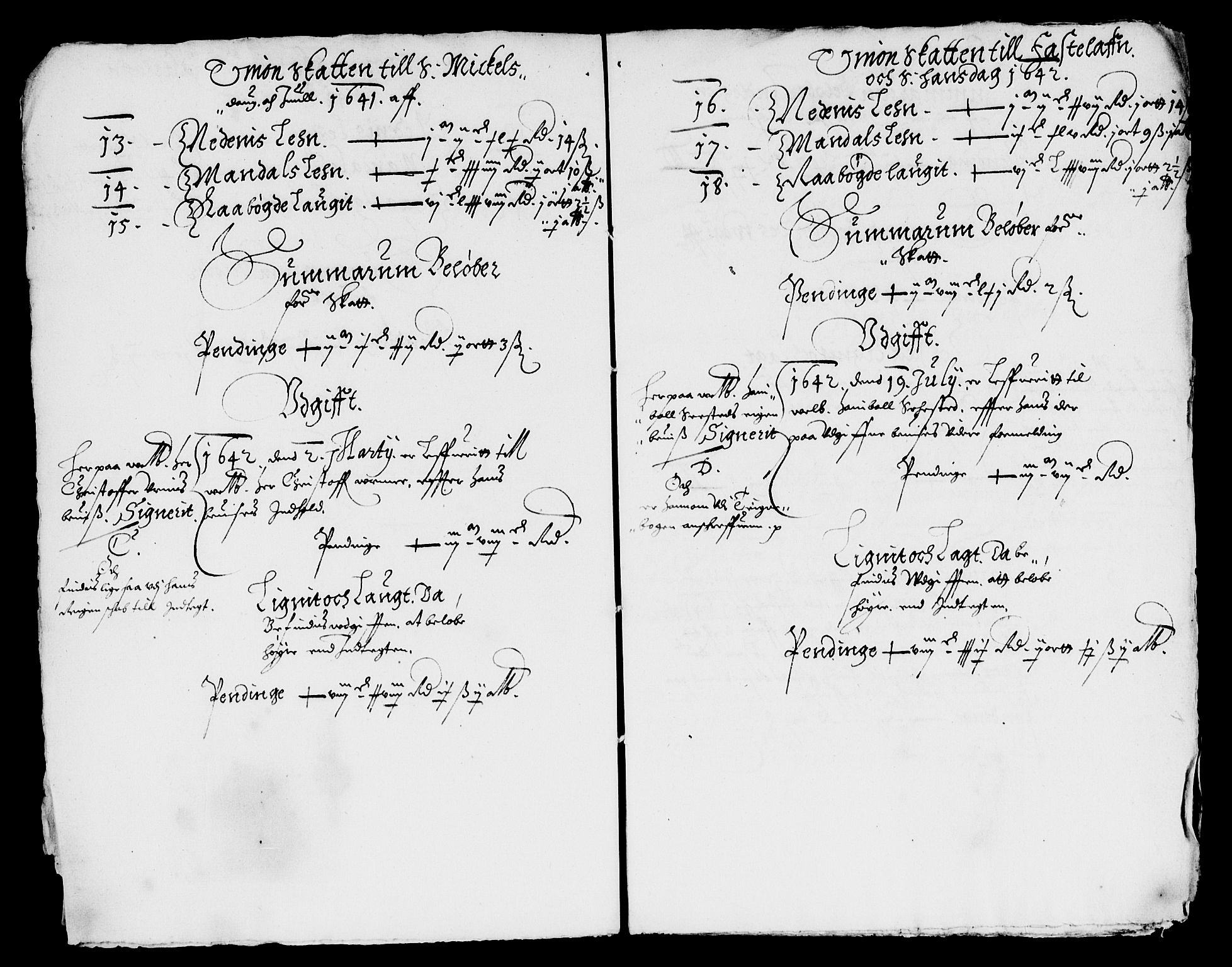 Rentekammeret inntil 1814, Reviderte regnskaper, Lensregnskaper, AV/RA-EA-5023/R/Rb/Rbq/L0031: Nedenes len. Mandals len. Råbyggelag., 1641-1642