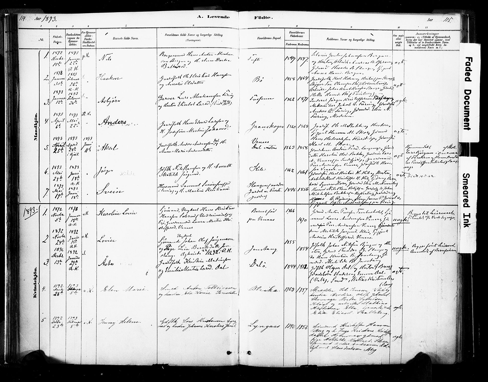 Ramnes kirkebøker, AV/SAKO-A-314/F/Fa/L0007: Parish register (official) no. I 7, 1878-1895, p. 114-115