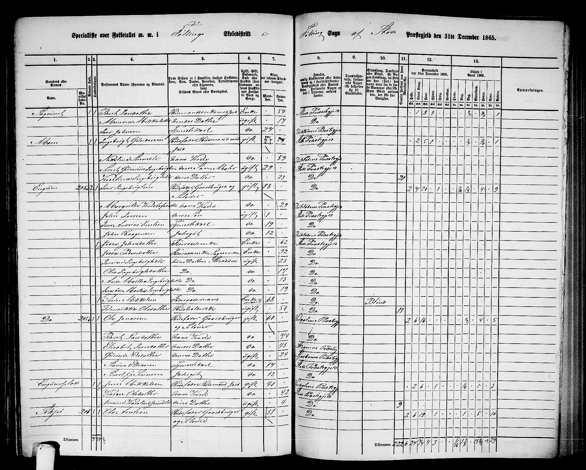 RA, 1865 census for Stod, 1865, p. 155