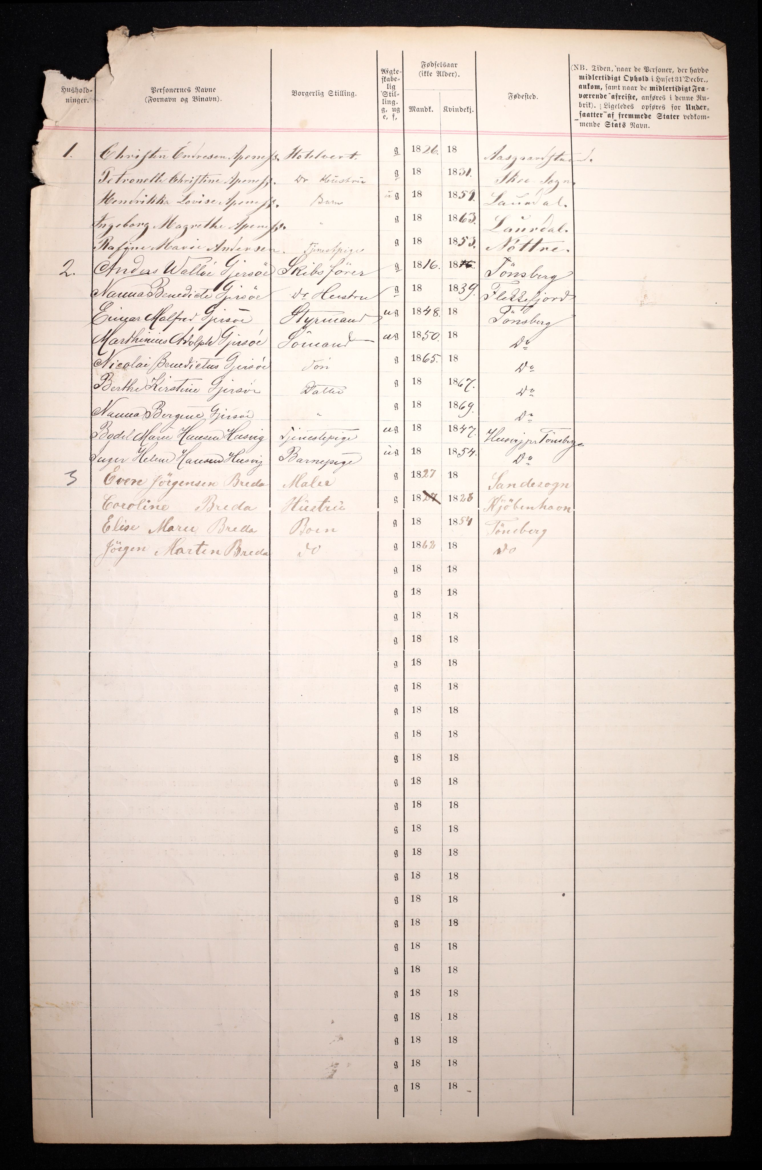RA, 1870 census for 0705 Tønsberg, 1870, p. 83