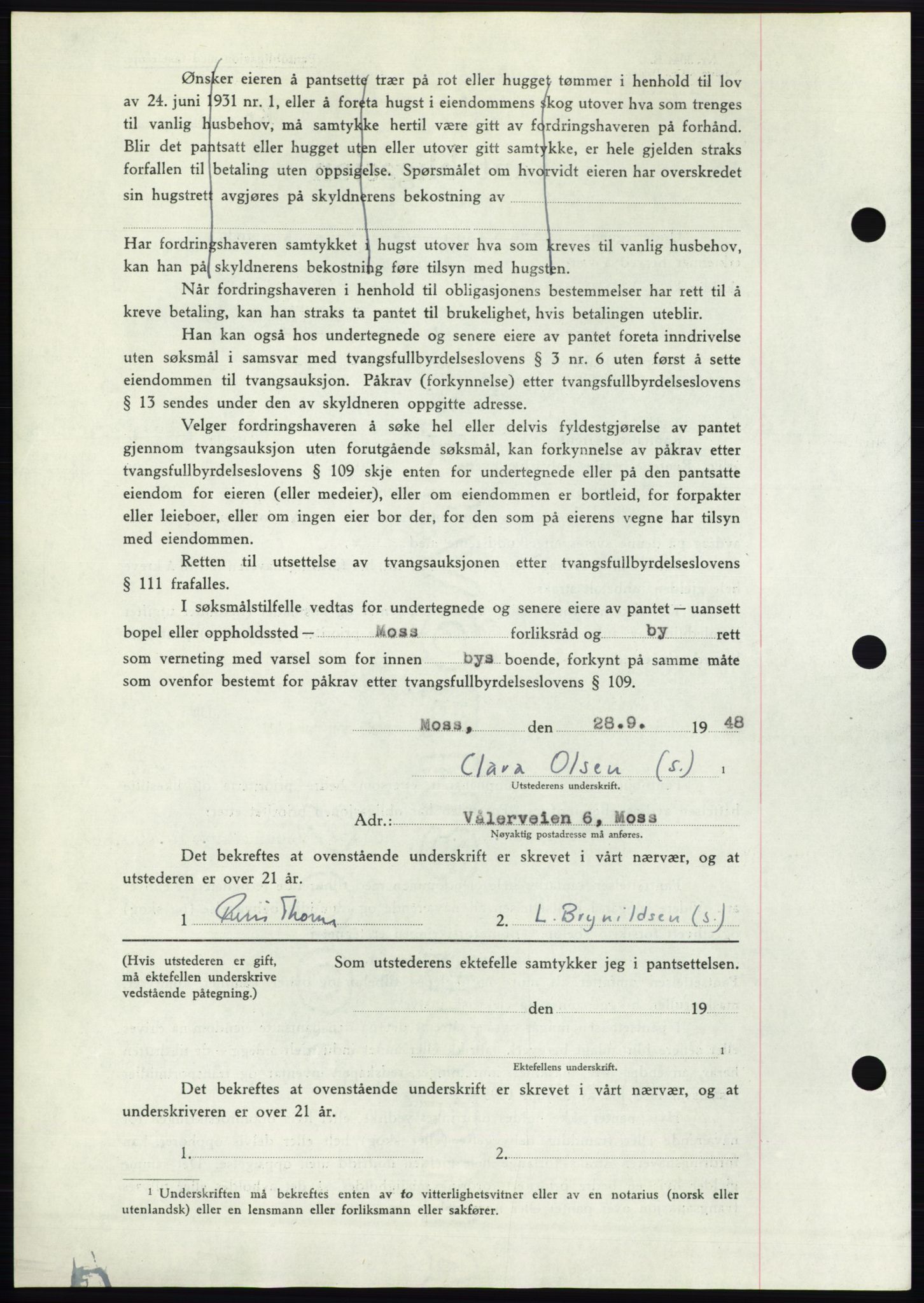 Moss sorenskriveri, AV/SAO-A-10168: Mortgage book no. B20, 1948-1948, Diary no: : 2492/1948