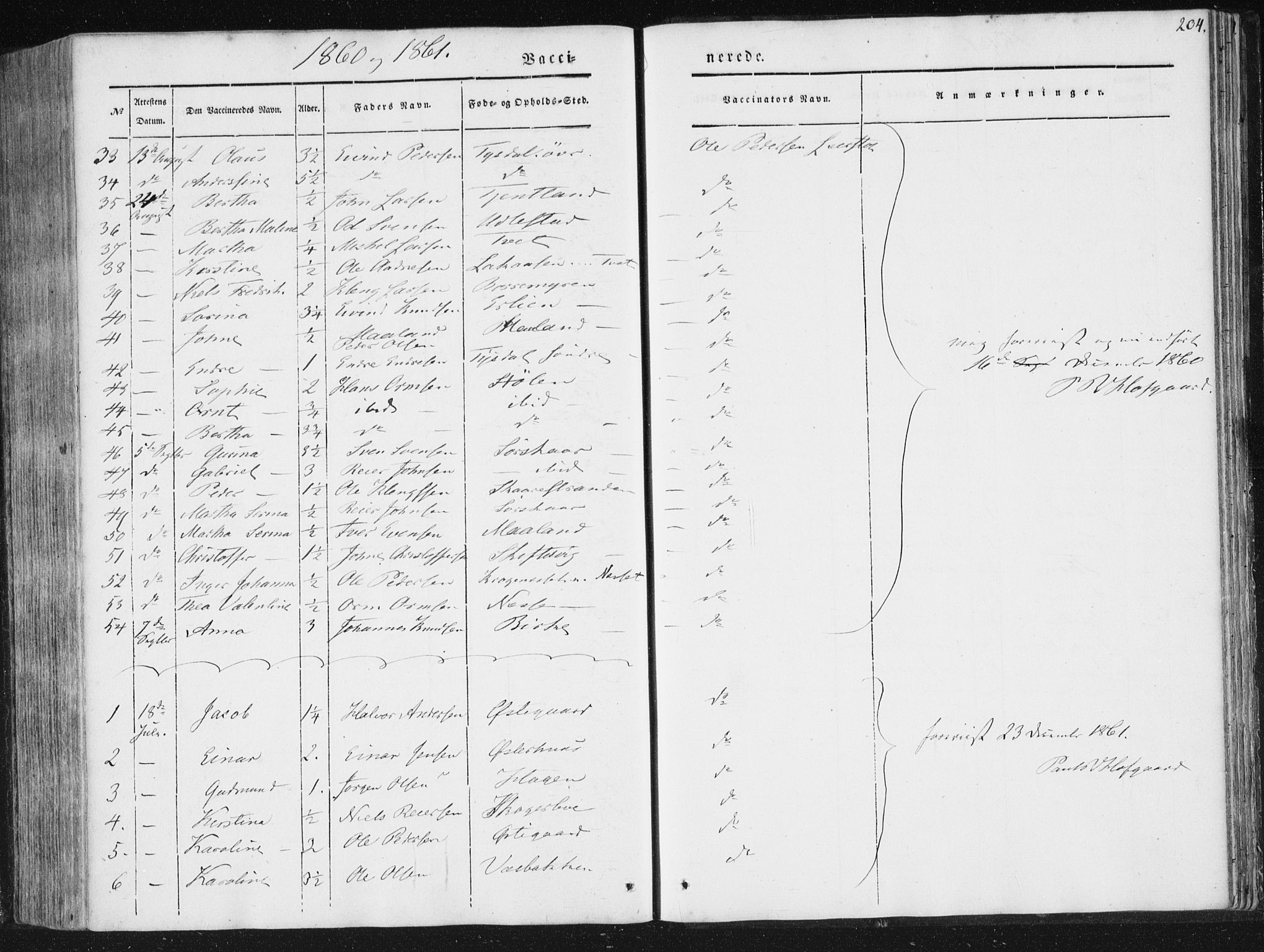 Hjelmeland sokneprestkontor, AV/SAST-A-101843/01/IV/L0008: Parish register (official) no. A 8, 1842-1861, p. 204