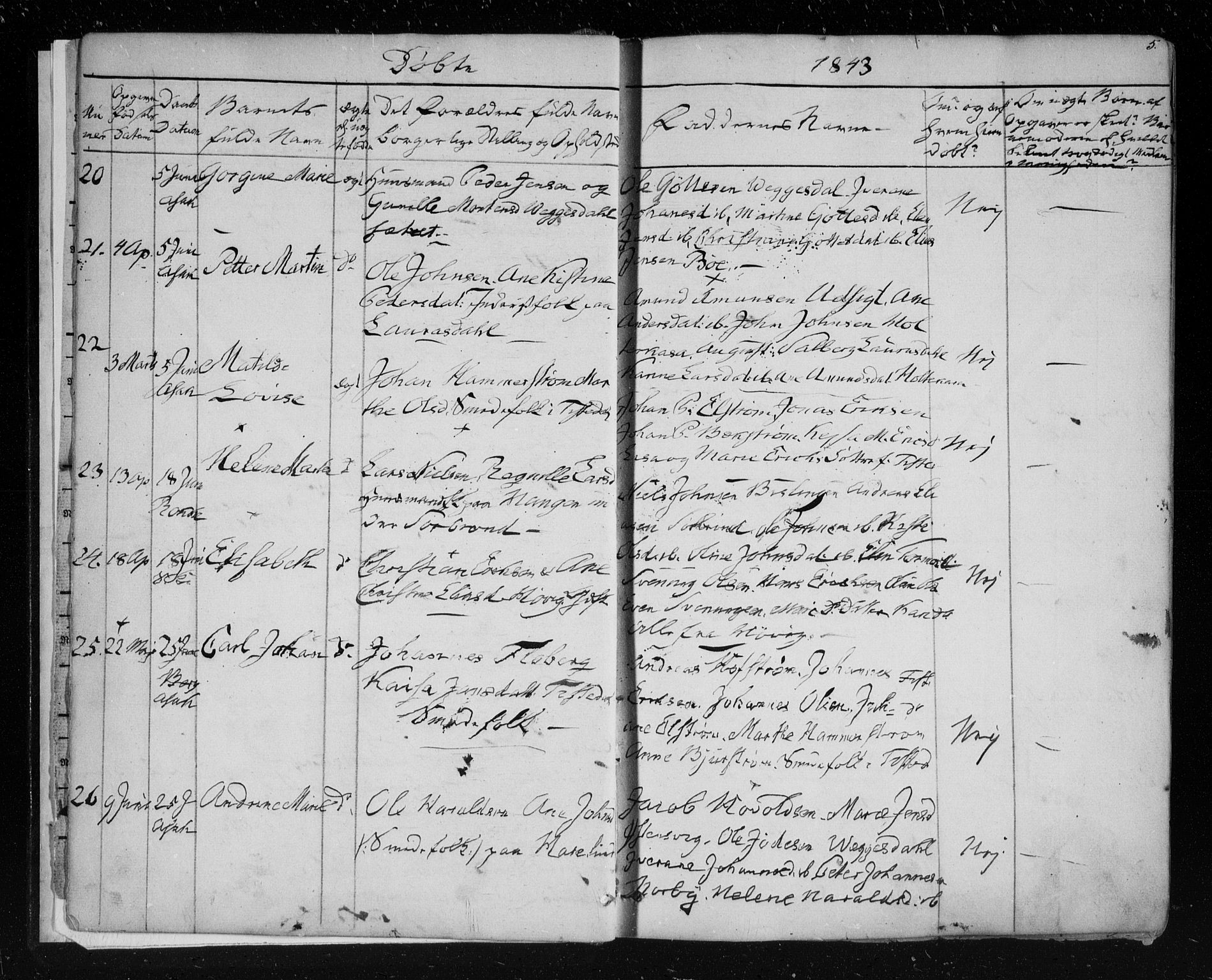 Berg prestekontor Kirkebøker, SAO/A-10902/F/Fa/L0004: Parish register (official) no. I 4, 1843-1860, p. 5