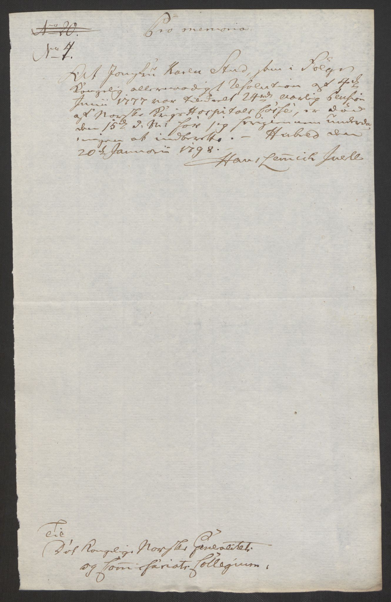 Forsvaret, Den norske kvesthuskasse/krigshospitalkasse, AV/RA-RAFA-1887/F/Fa/L0017: Innkomne brev:, 1782-1807, p. 214