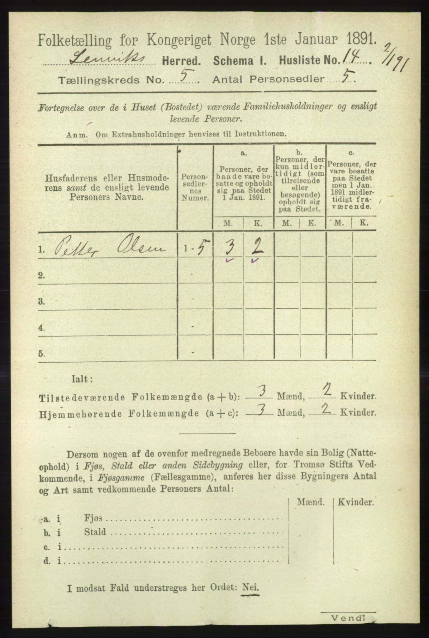 RA, 1891 census for 1931 Lenvik, 1891, p. 2473
