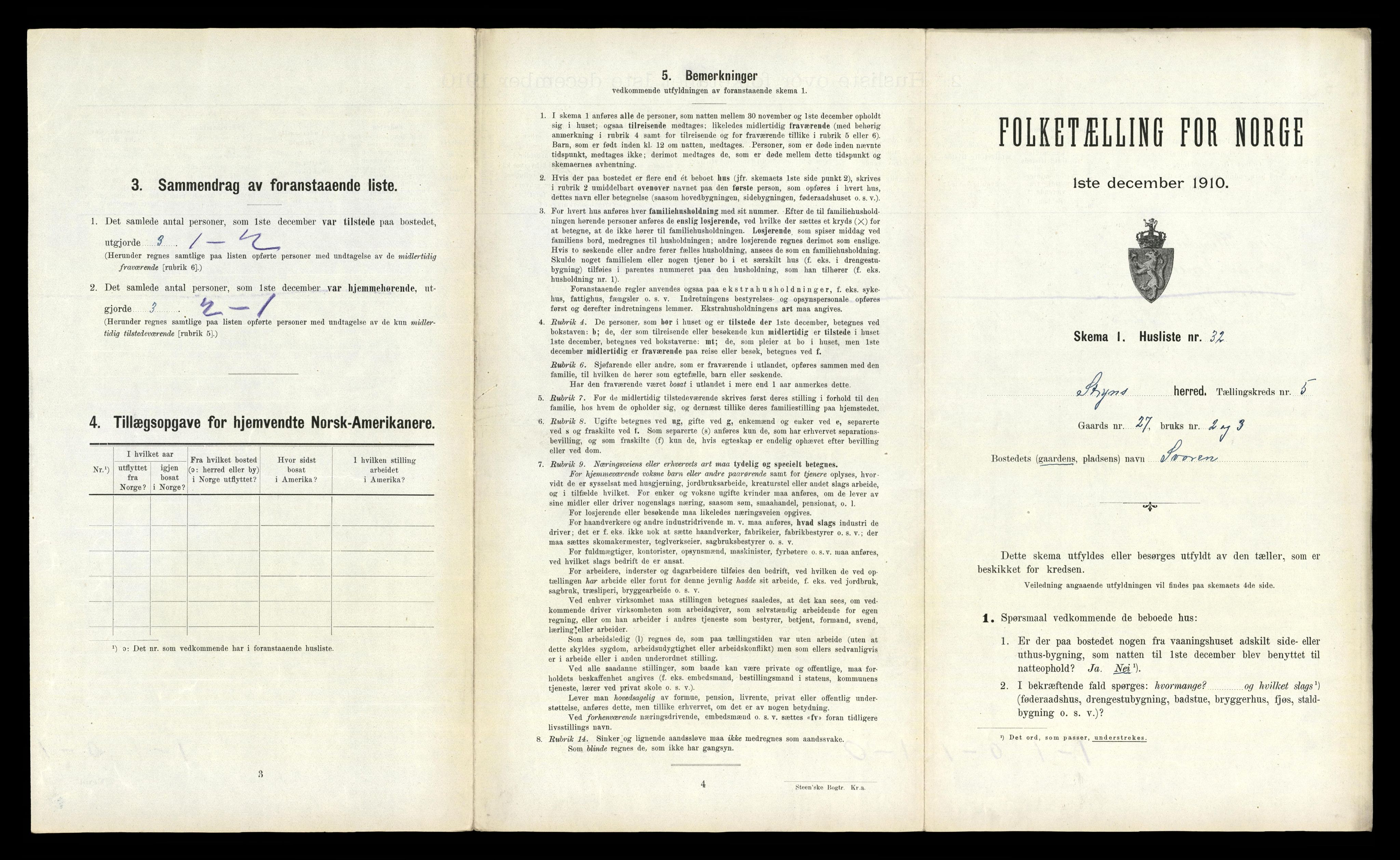 RA, 1910 census for Stryn, 1910, p. 299