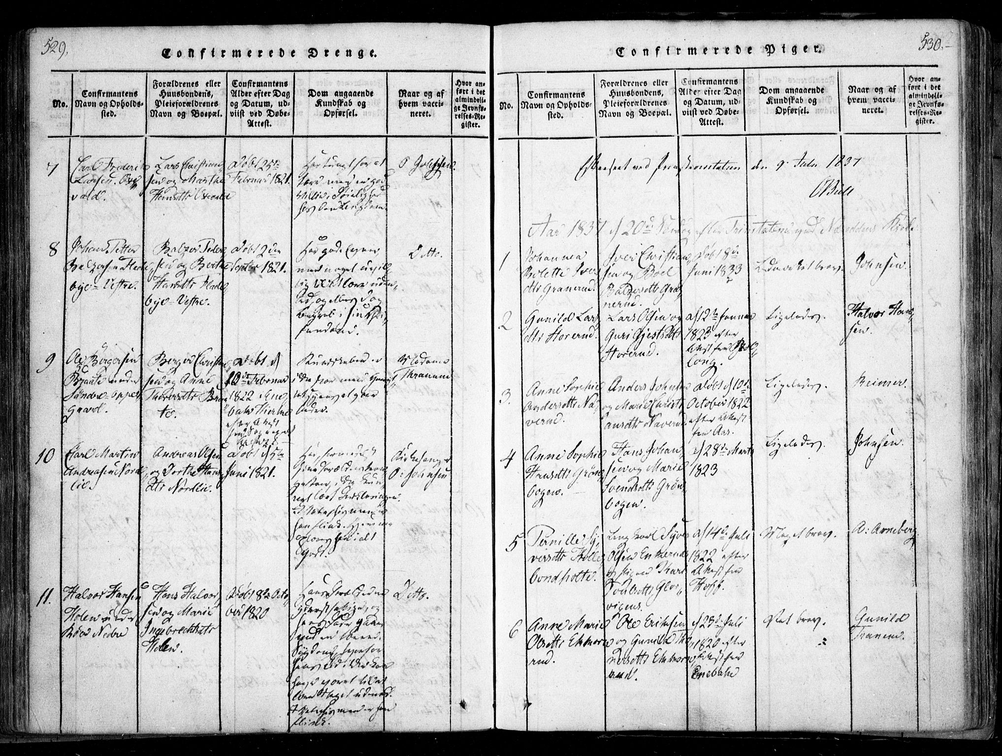 Nesodden prestekontor Kirkebøker, SAO/A-10013/F/Fa/L0006: Parish register (official) no. I 6, 1814-1847, p. 529-530