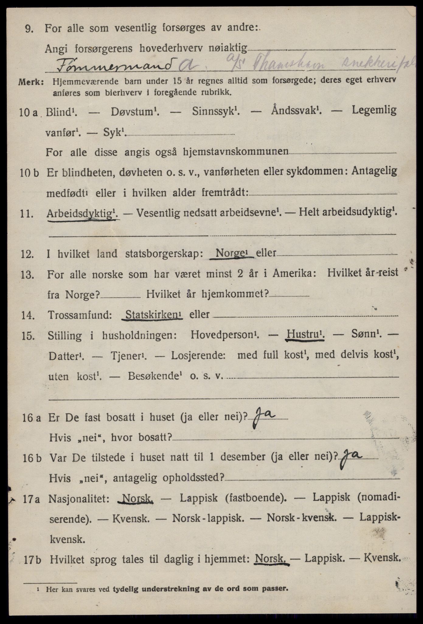 SAT, 1920 census for Orkanger, 1920, p. 1202