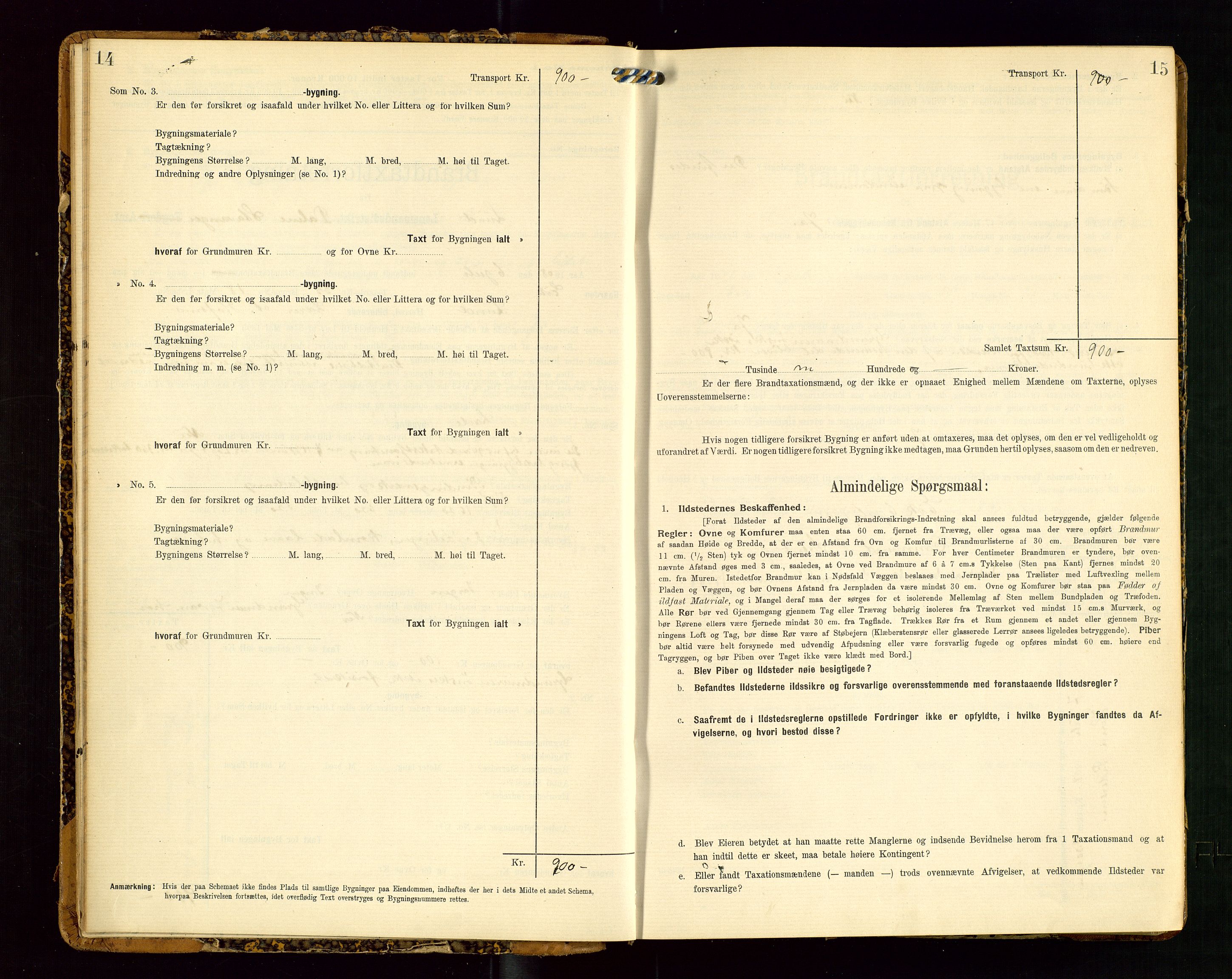 Lund lensmannskontor, AV/SAST-A-100303/Gob/L0002: "Brandtakstprotokol", 1908-1918, p. 14-15