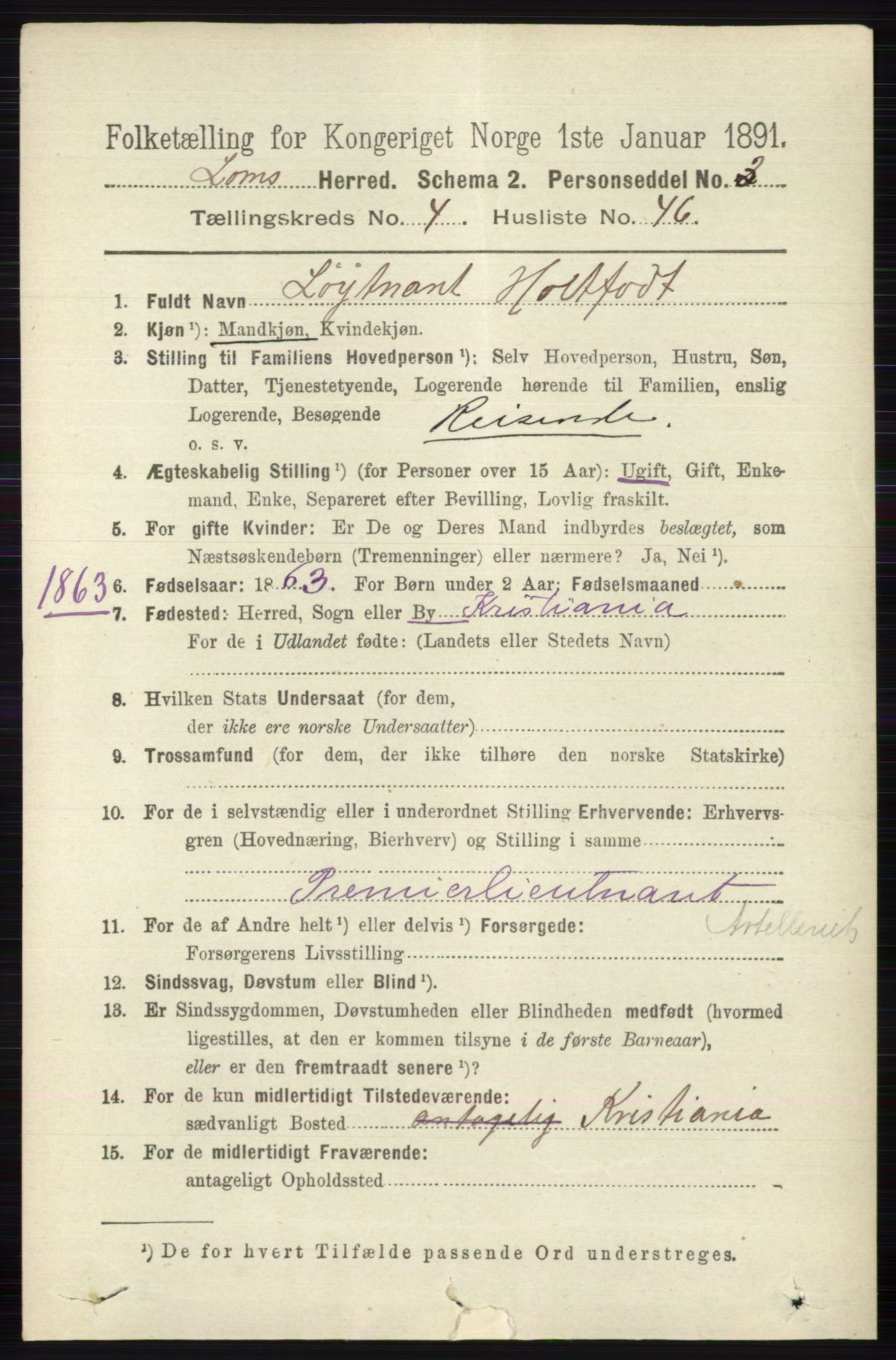 RA, 1891 census for 0514 Lom, 1891, p. 1775