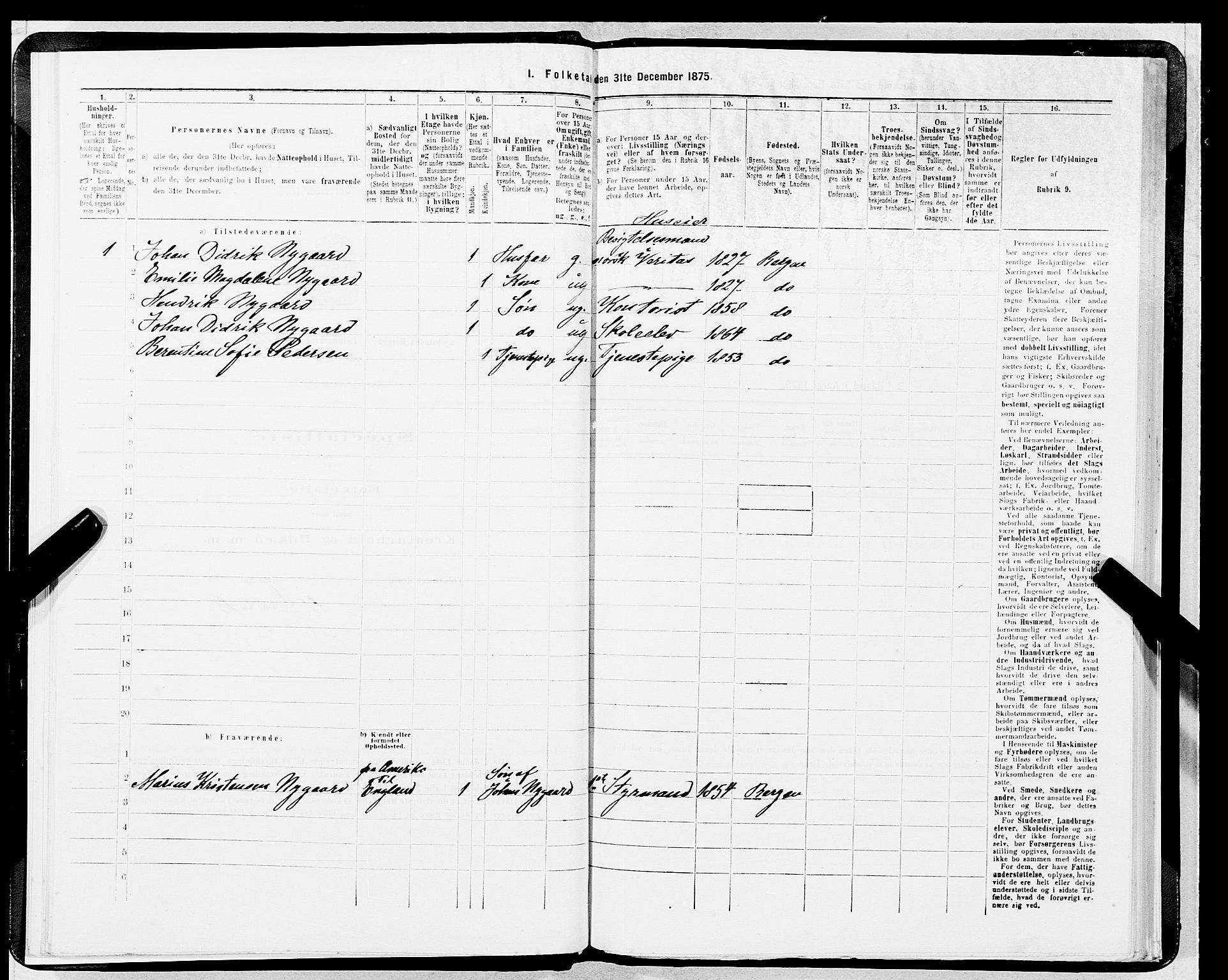 SAB, 1875 census for 1301 Bergen, 1875, p. 689