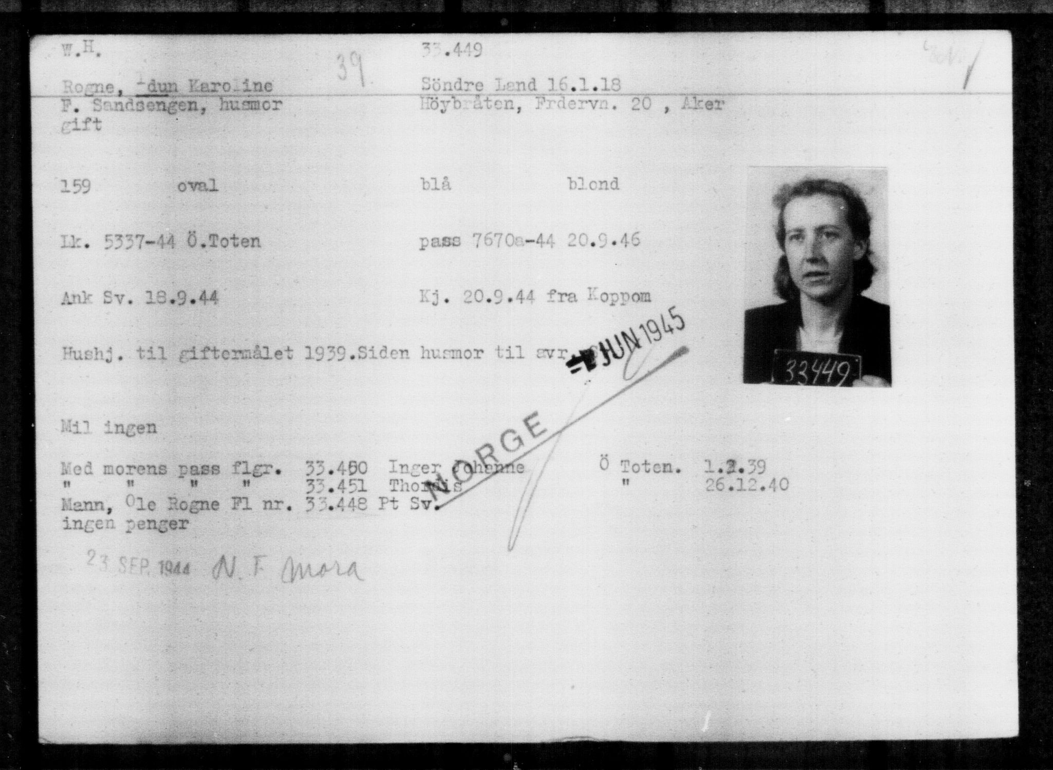 Utenriksstasjonene, Legasjonen i Stockholm, Flyktningkontoret, AV/RA-S-6753/V/Va/L0013: Kjesäterkartoteket, flyktninger med registreringsnr. 31500-34731, 1940-1945, p. 2053