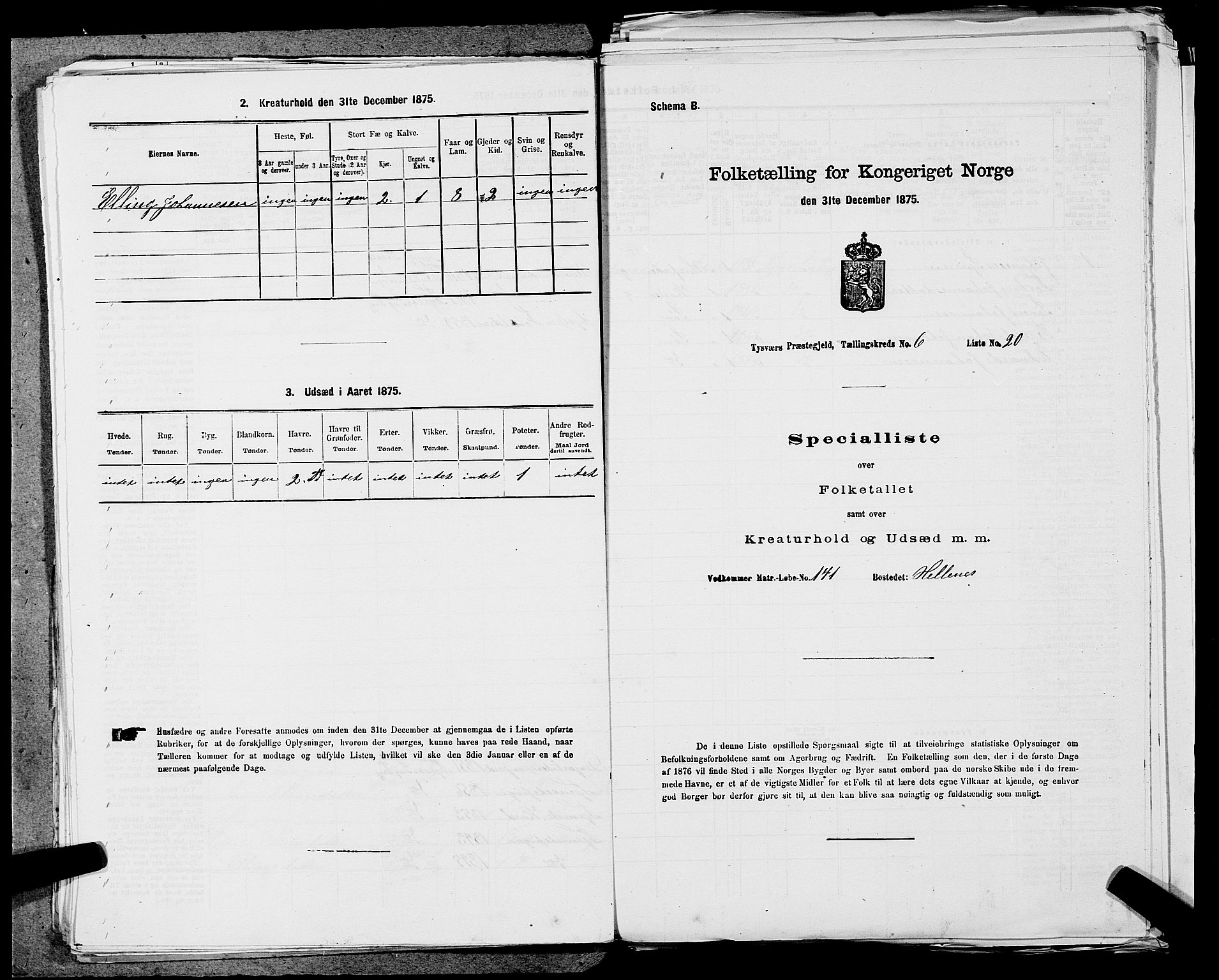 SAST, 1875 census for 1146P Tysvær, 1875, p. 690