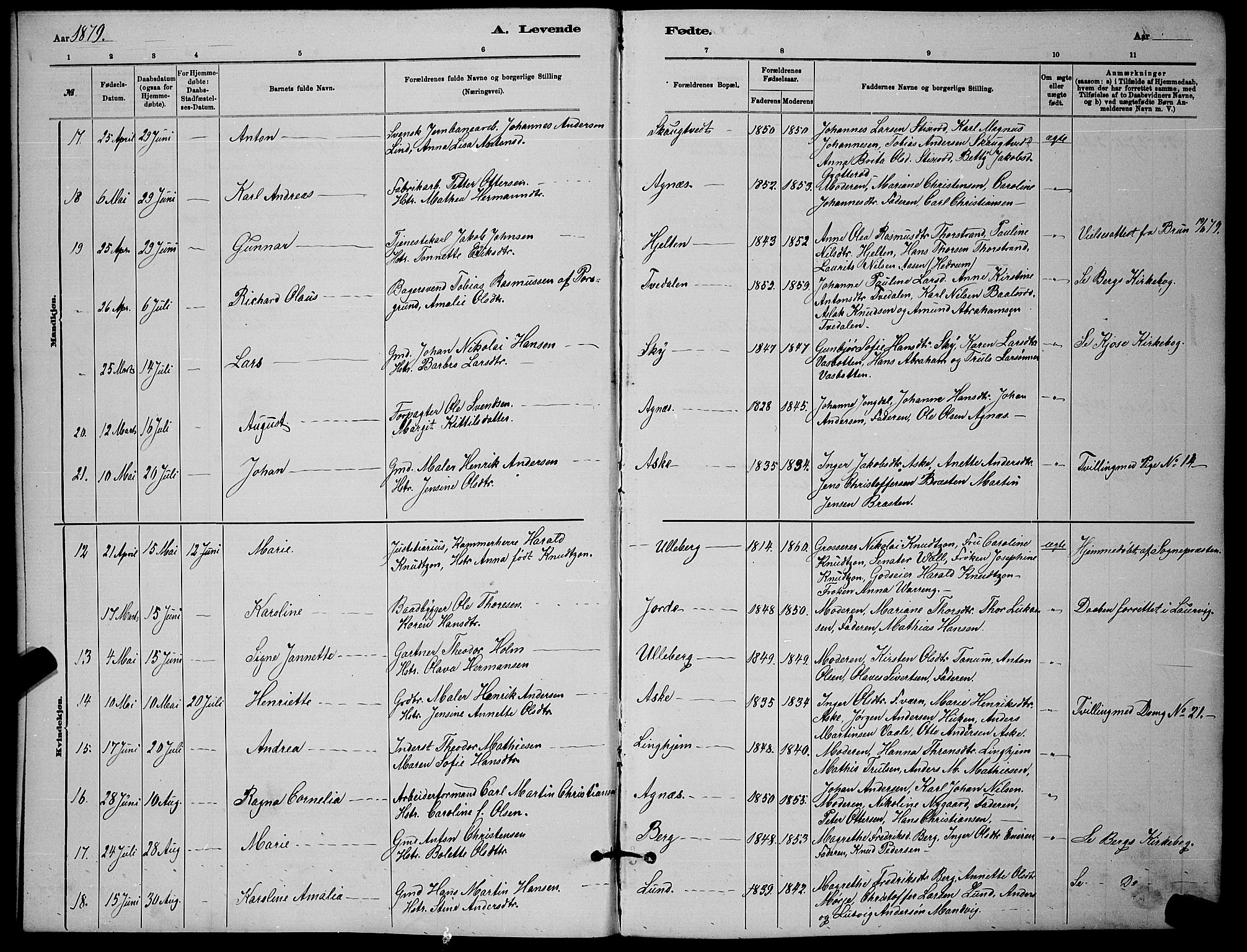 Brunlanes kirkebøker, AV/SAKO-A-342/G/Ga/L0003: Parish register (copy) no. I 3, 1877-1898