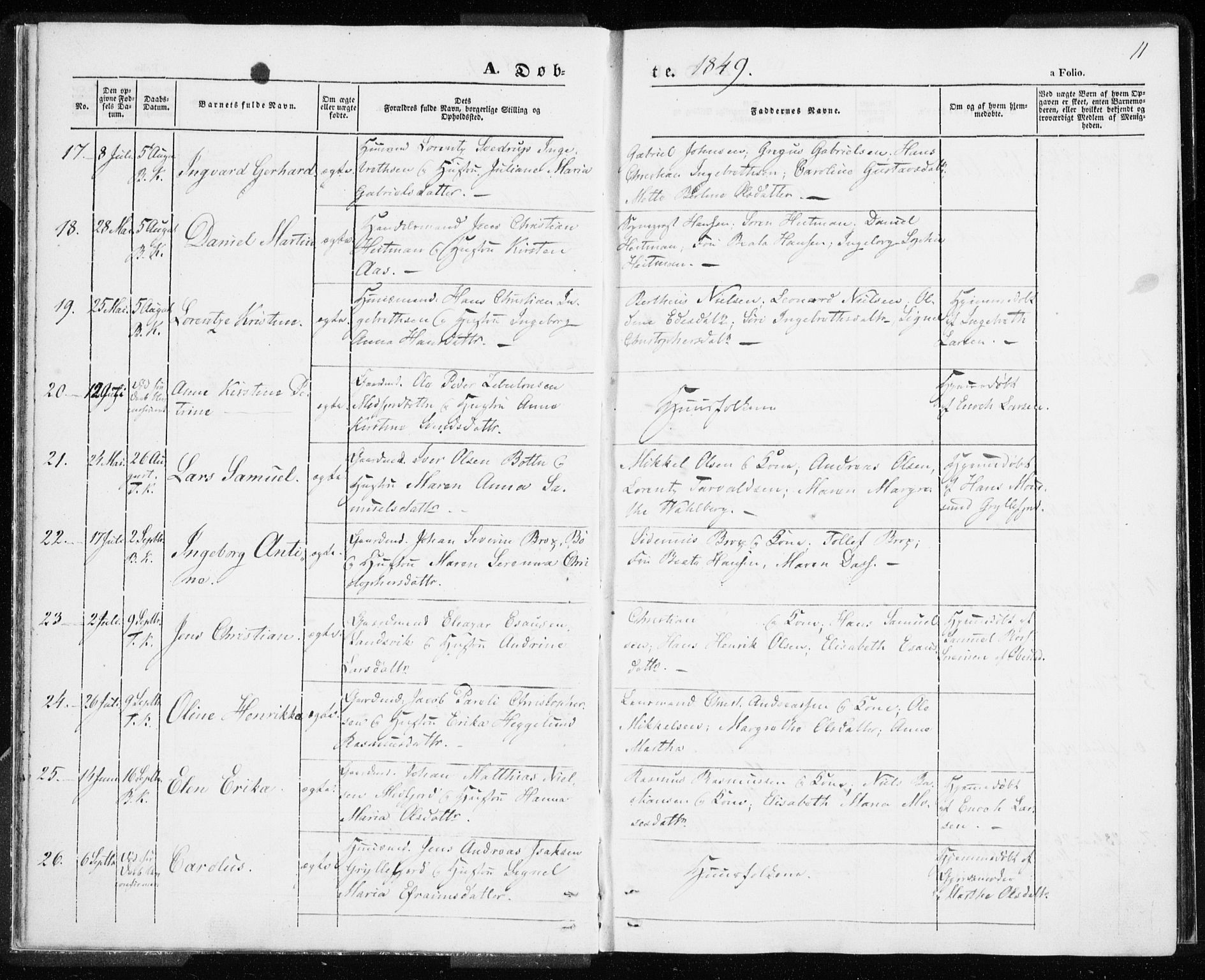 Berg sokneprestkontor, AV/SATØ-S-1318/G/Ga/Gaa/L0001kirke: Parish register (official) no. 1, 1846-1859, p. 11