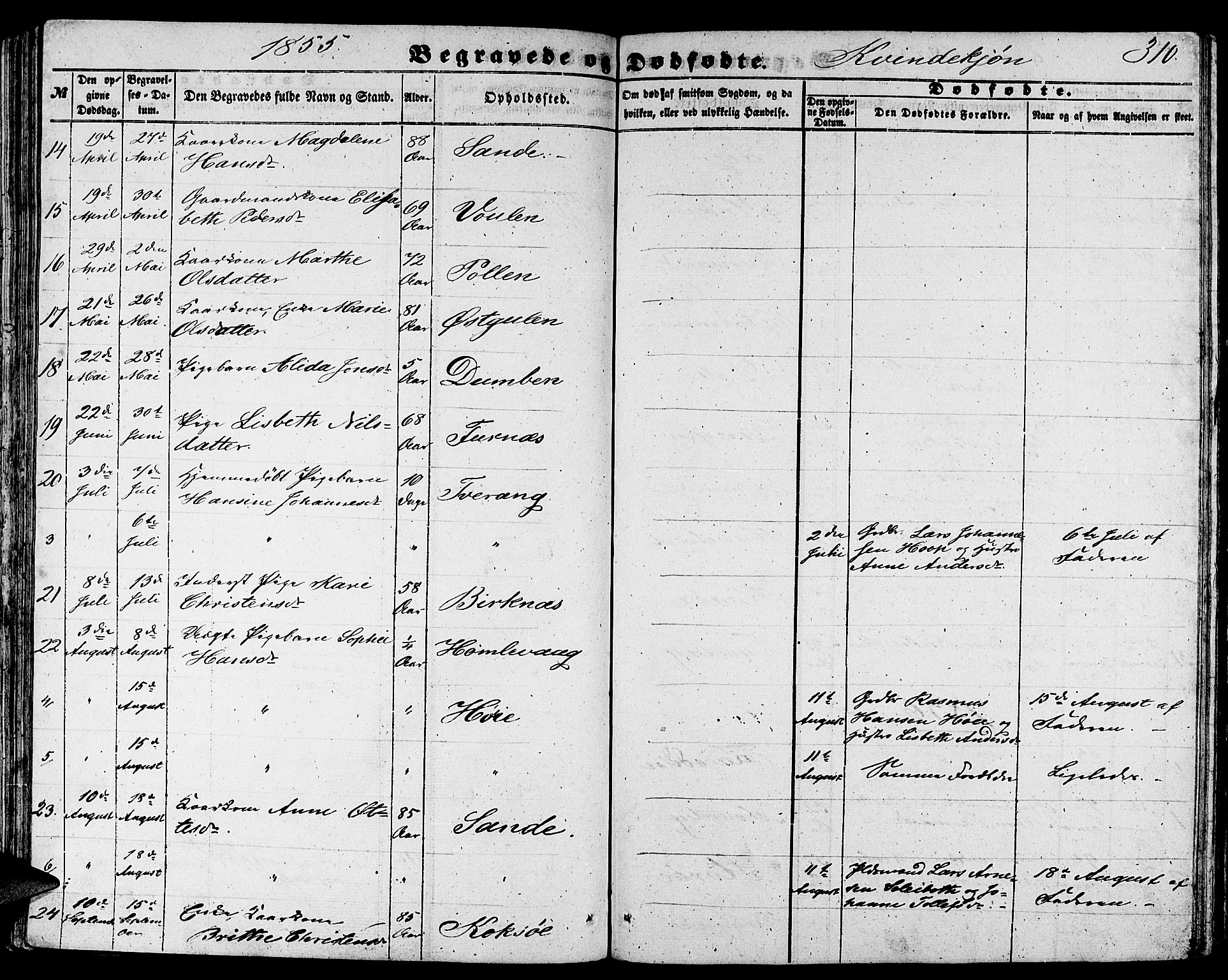 Gulen sokneprestembete, AV/SAB-A-80201/H/Hab/Habb/L0001: Parish register (copy) no. B 1, 1854-1866, p. 310