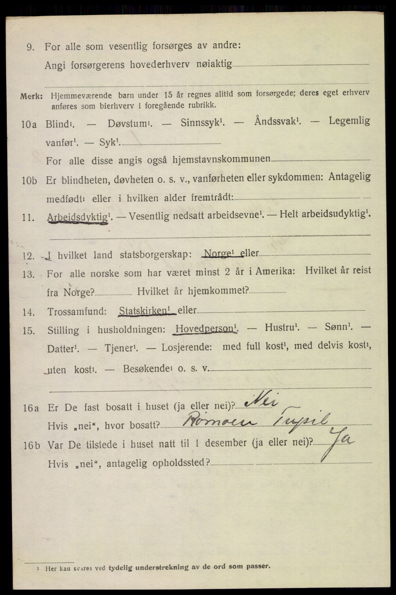 SAH, 1920 census for Trysil, 1920, p. 7562